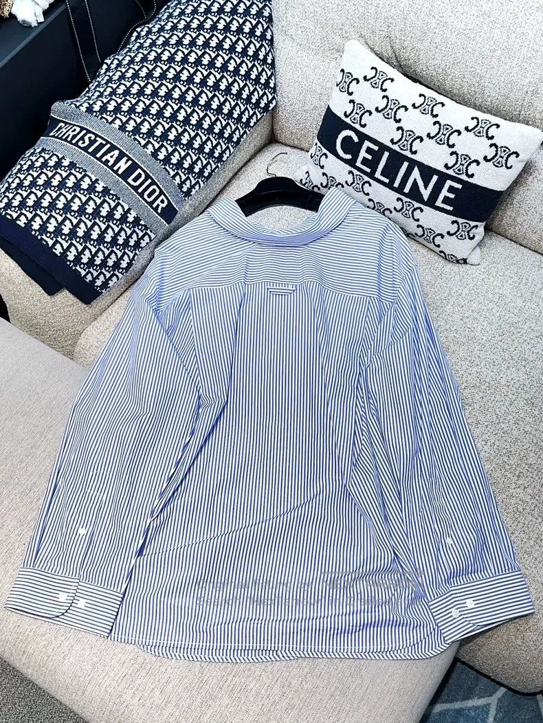 Balenciaga Balenciaga Blue and White 38 Size Striped Long Sleeve Shir Size XS / US 0-2 / IT 36-38 - 3 Thumbnail