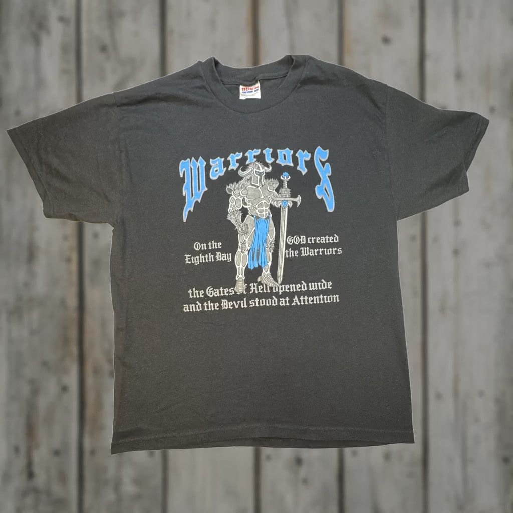 Hanes VINTAGE Hanes Graphic Tee Warrior Short Sleeve Black 1990s Unisex Sz L No. on the 8th Day God Created The Warriors T-Shirt Size US L / EU 52-54 / 3 - 1 Thumbnail