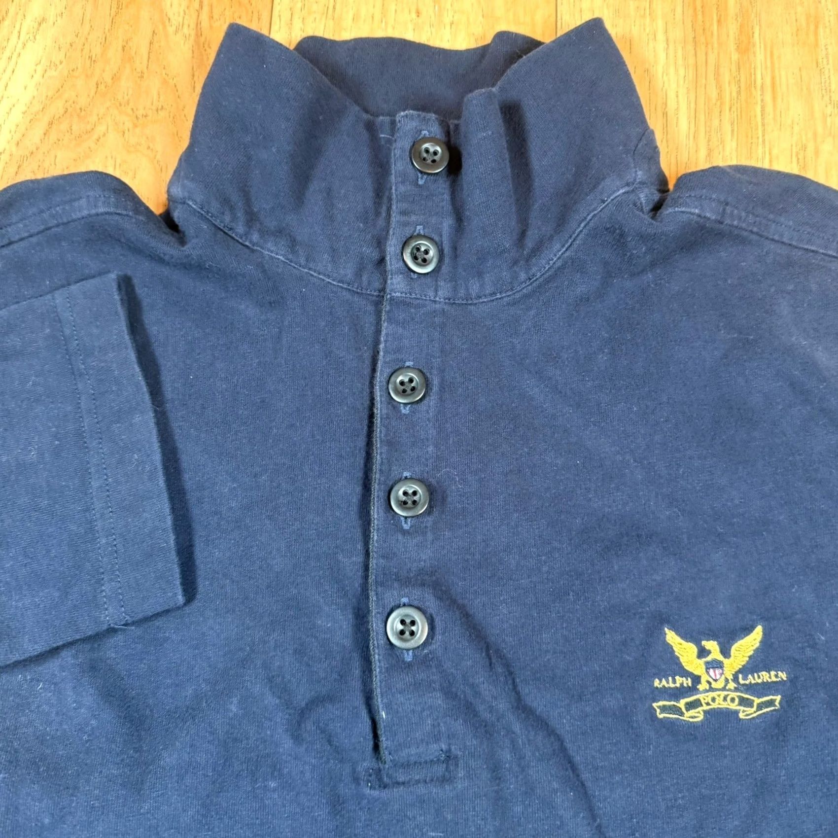 Ralph Lauren VINTAGE Ralph Lauren Polo Shirt XL Men Blue Eagle Flag Crest Stand Mock Collar Mens XL Blue Eagle Flag Crest Polo Shirt Size US XL / EU 56 / 4 - 4 Thumbnail