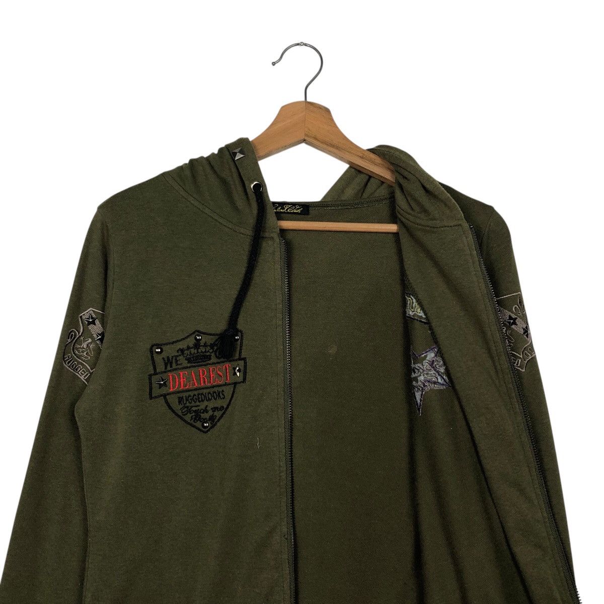 Japanese Brand Culture Wide Olive Punk Stud Hooded Sweatshirt Size US M / EU 48-50 / 2 - 14 Thumbnail