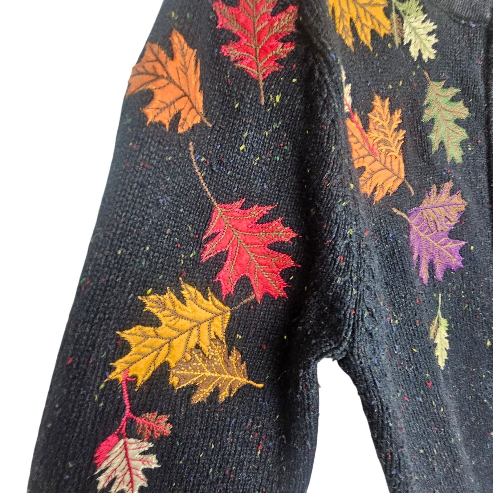 Croft & Barrow Croft & Barrow Womens Embroidered Silk Leaf Full Zip Sweater Size L / US 10 / IT 46 - 5 Thumbnail
