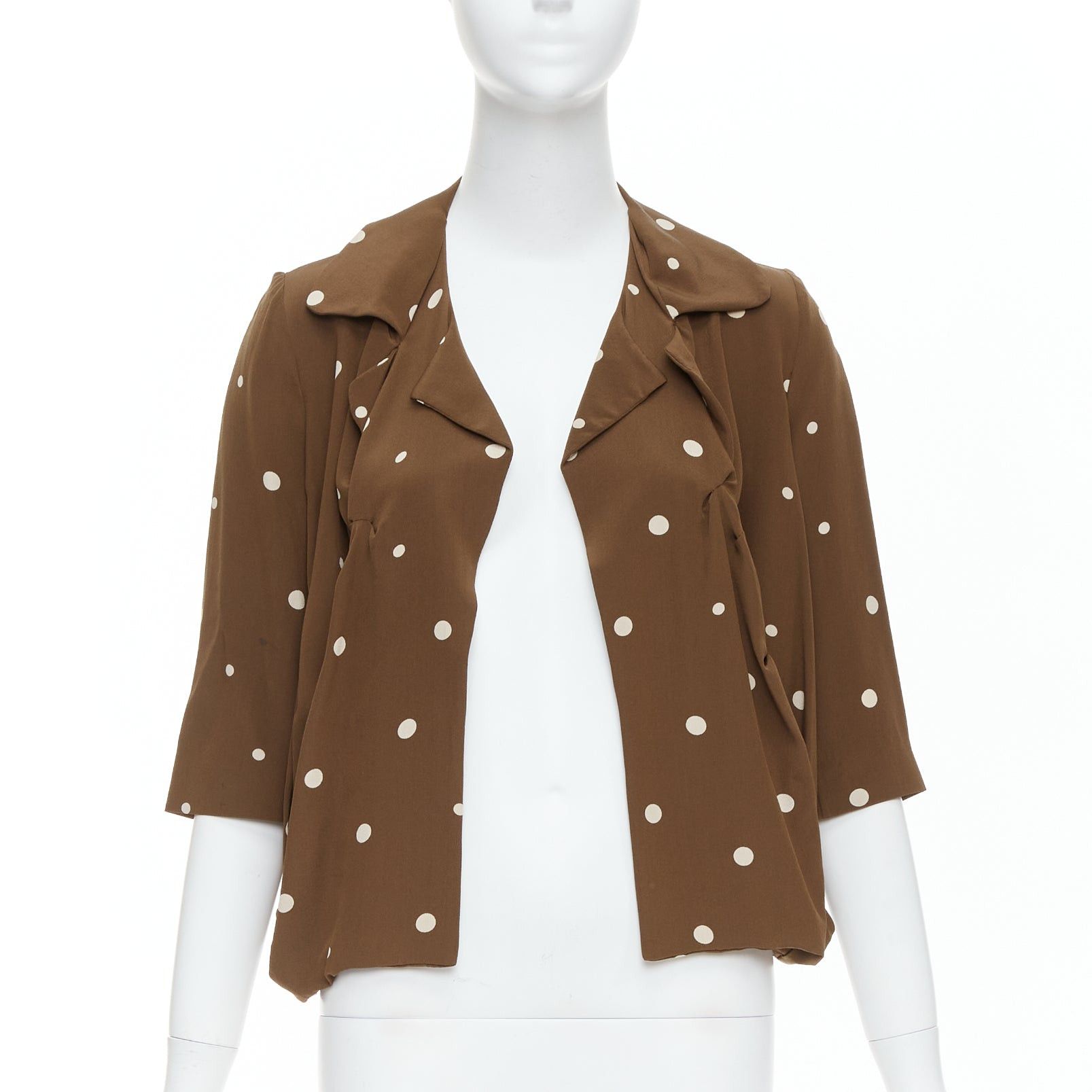 Marni MARNI 100% silk brown grey polka dot print relaxed blazer IT36 XXS Size XS / US 0-2 / IT 36-38 - 1 Thumbnail