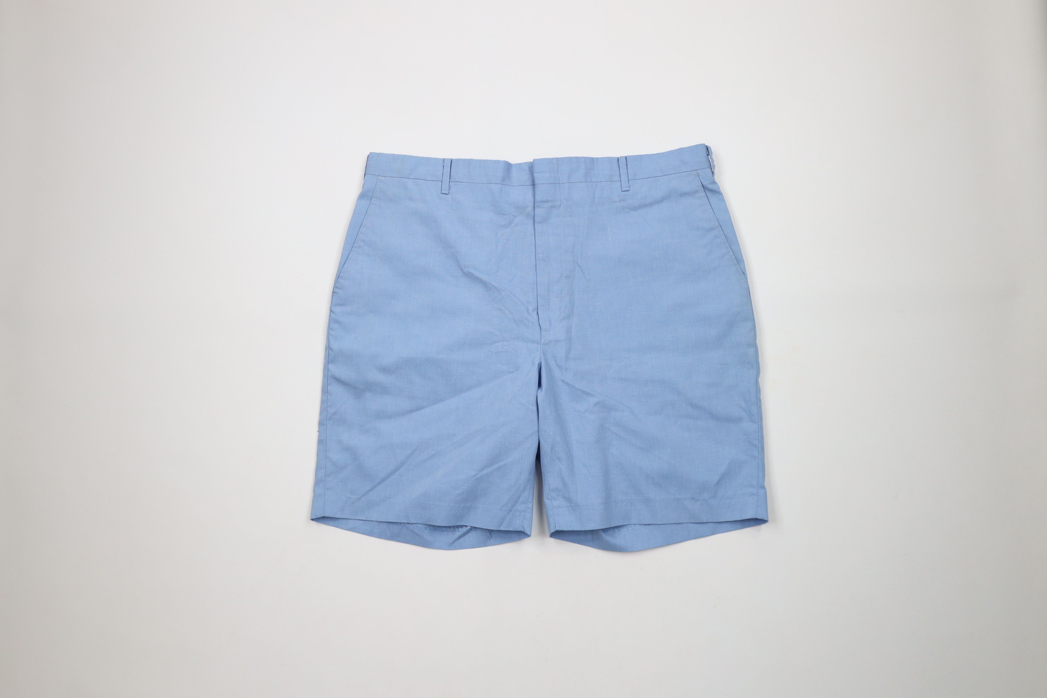 Vintage Vintage 60s 70s Streetwear Above Knee Chino Shorts Blue USA Size US 35 - 1 Thumbnail