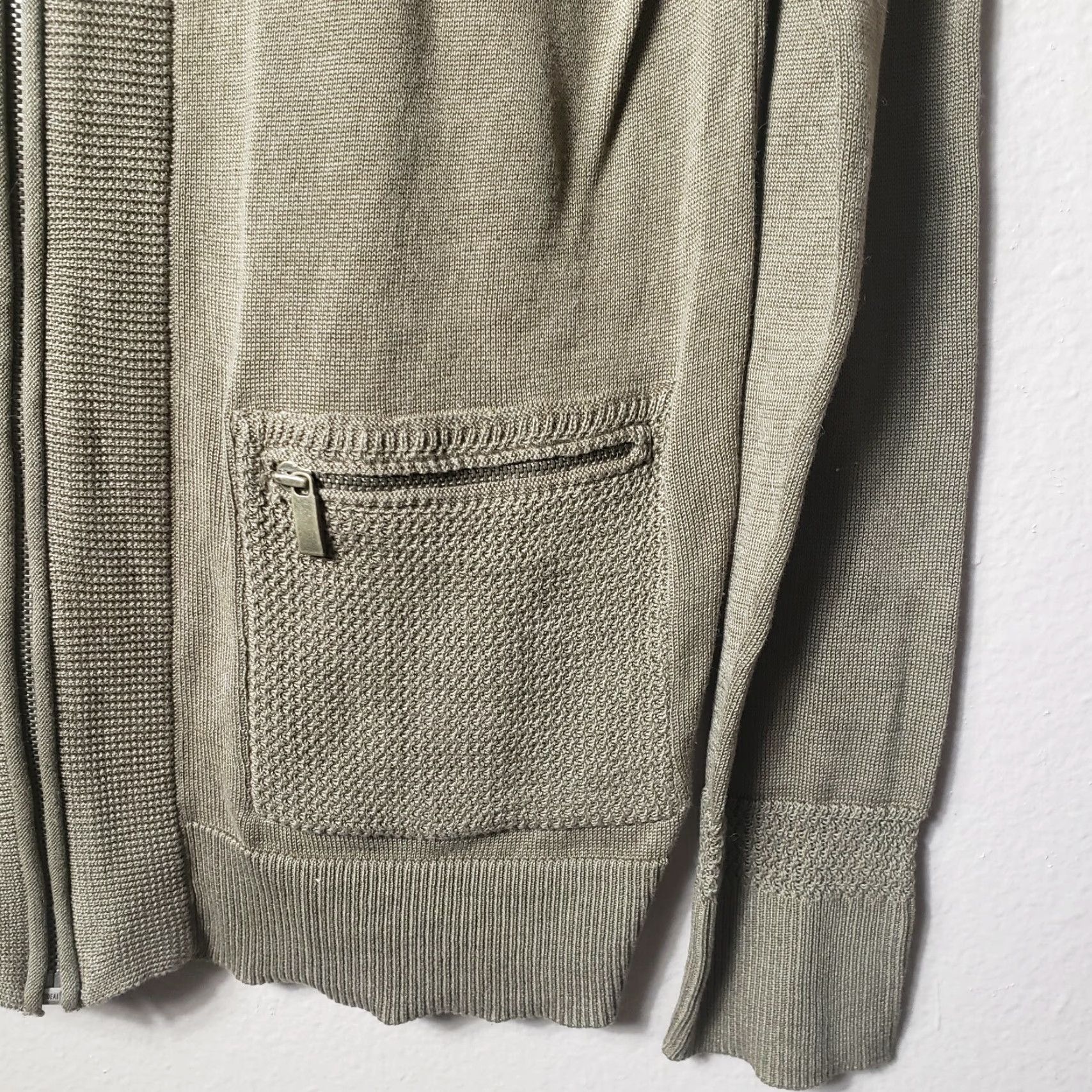 Eddie Bauer Eddie Bauer Cardigan Field Zip Pockets Women M Light Olive 100% Cotton V-Neck Knit Jacket Size M / US 6-8 / IT 42-44 - 3 Thumbnail