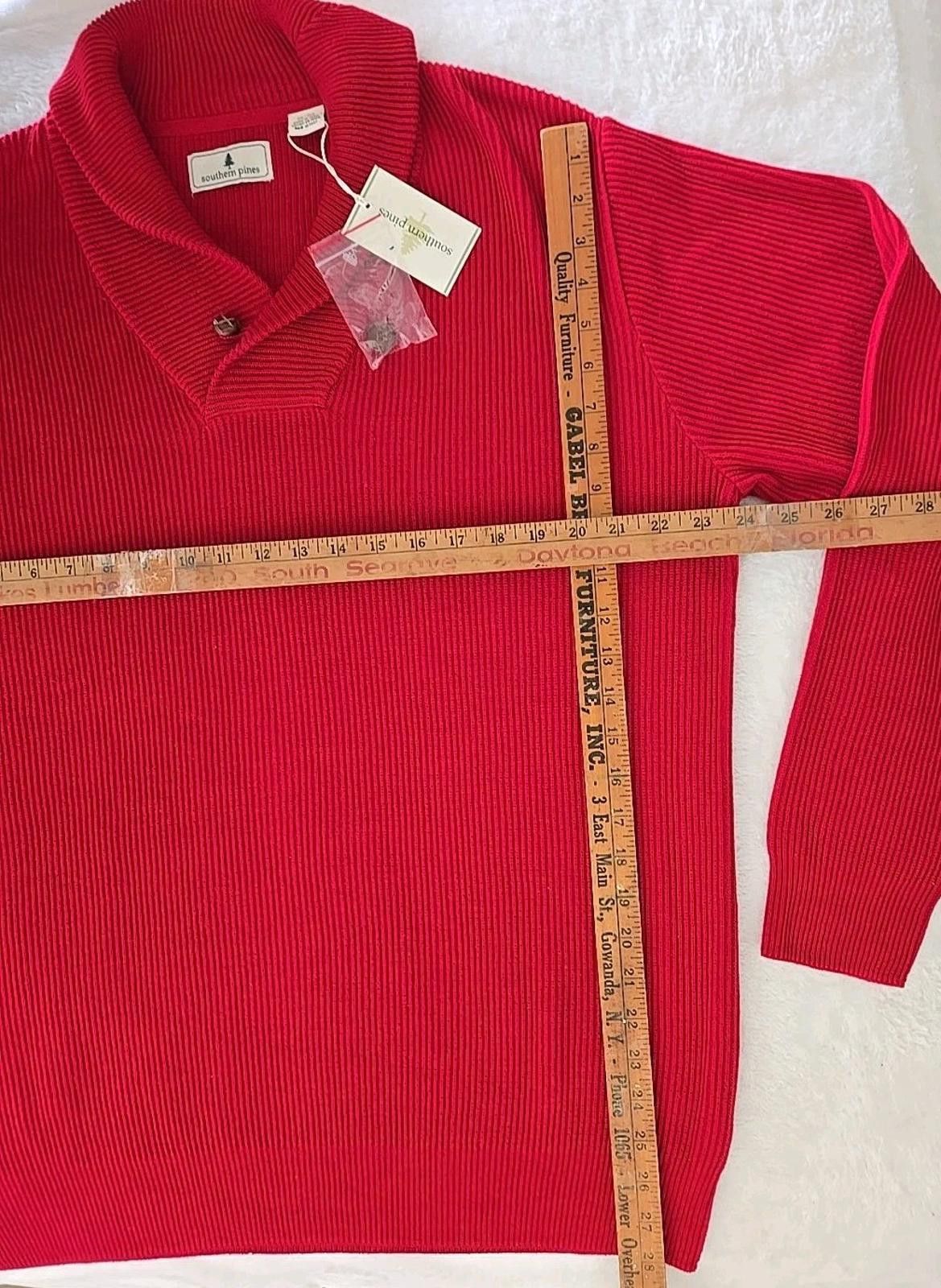 Southern Tide Southern Pines Collared Pullover Sweater XL Red Cotton NWT Size US XL / EU 56 / 4 - 5 Thumbnail