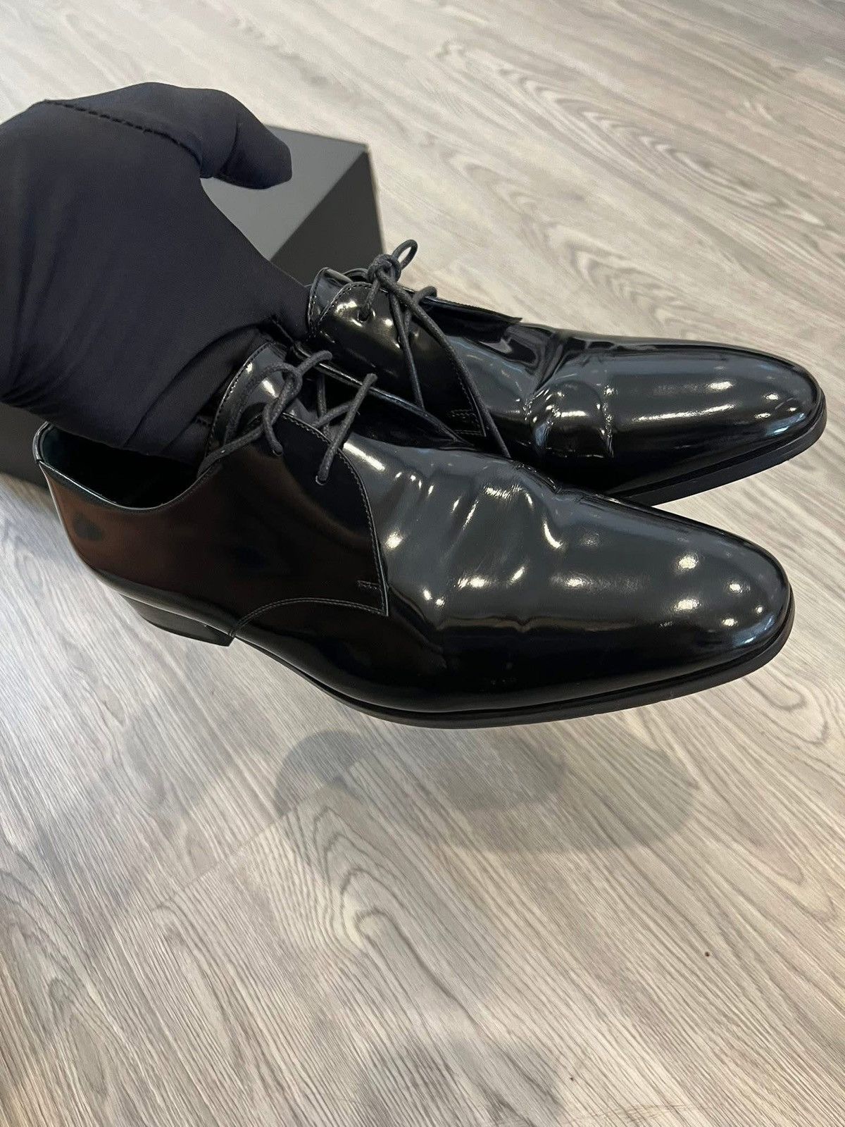 Saint Laurent Paris SAINT LAURENT BLACK SHINY LEATHER DERBY LOAFER SIZE IT41 Size US 8 / EU 41 - 6 Thumbnail