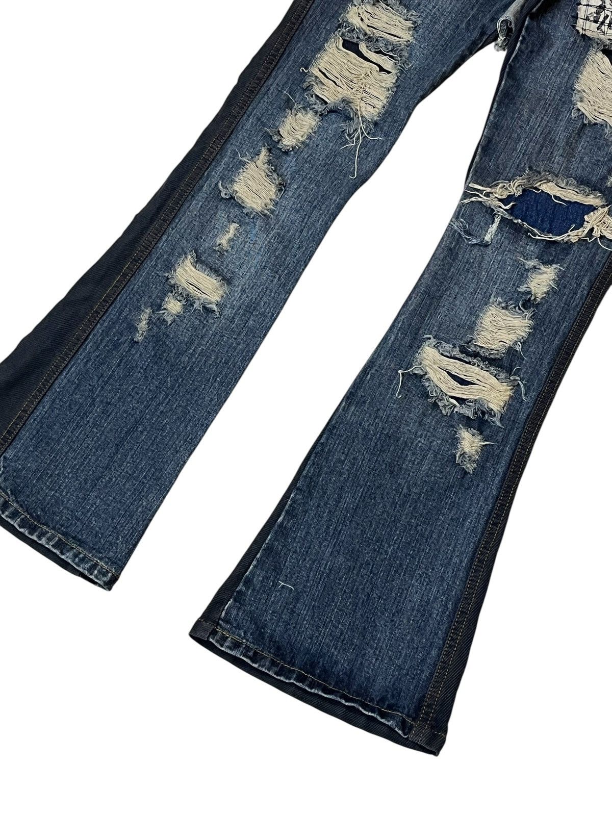Japanese Brand Sick ALGONQUINS punk gothic bondage flared distressed jeans Size US 30 / EU 46 - 4 Thumbnail
