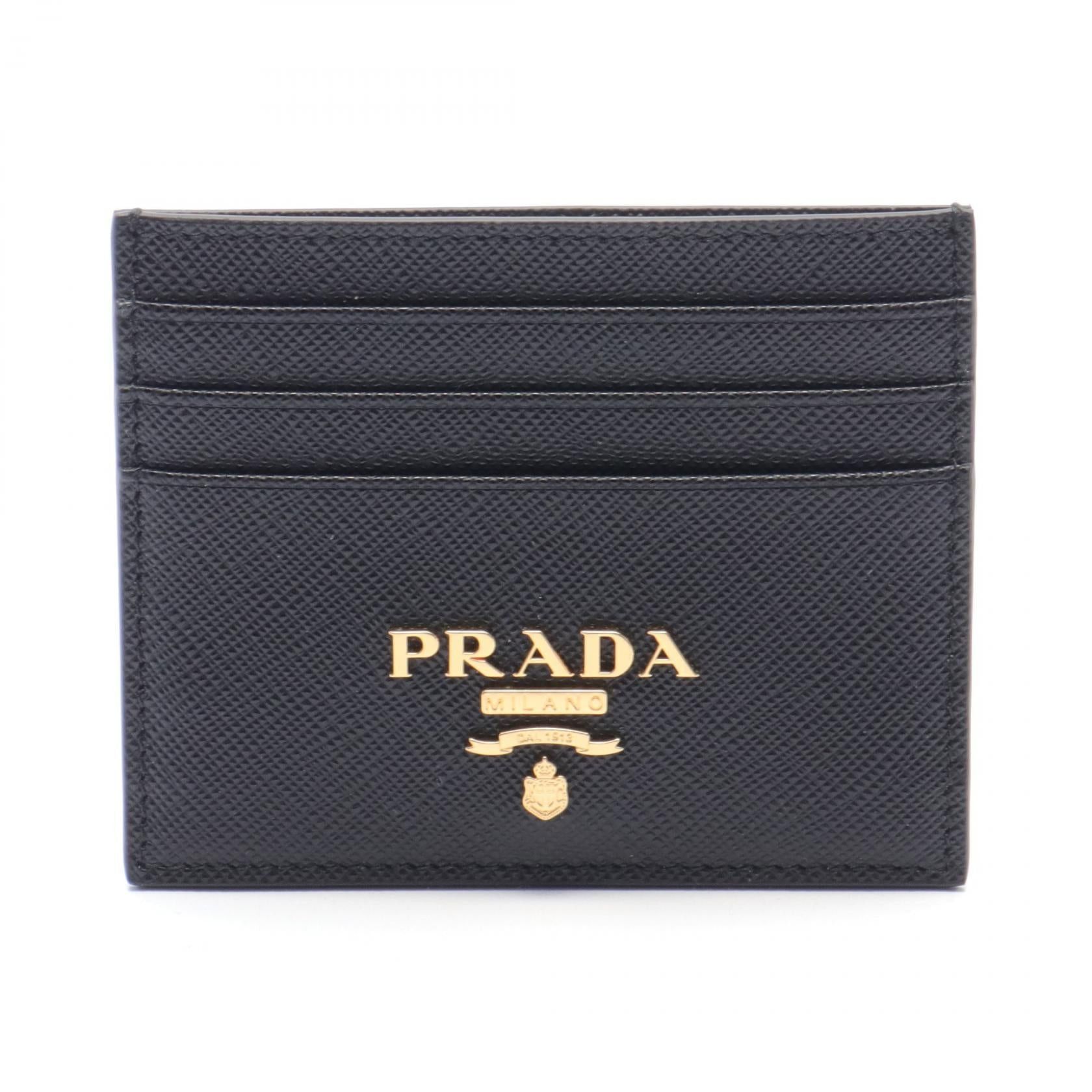 Prada Prada Saffiano Print Card Case Leather Black Size ONE SIZE - 1 Thumbnail