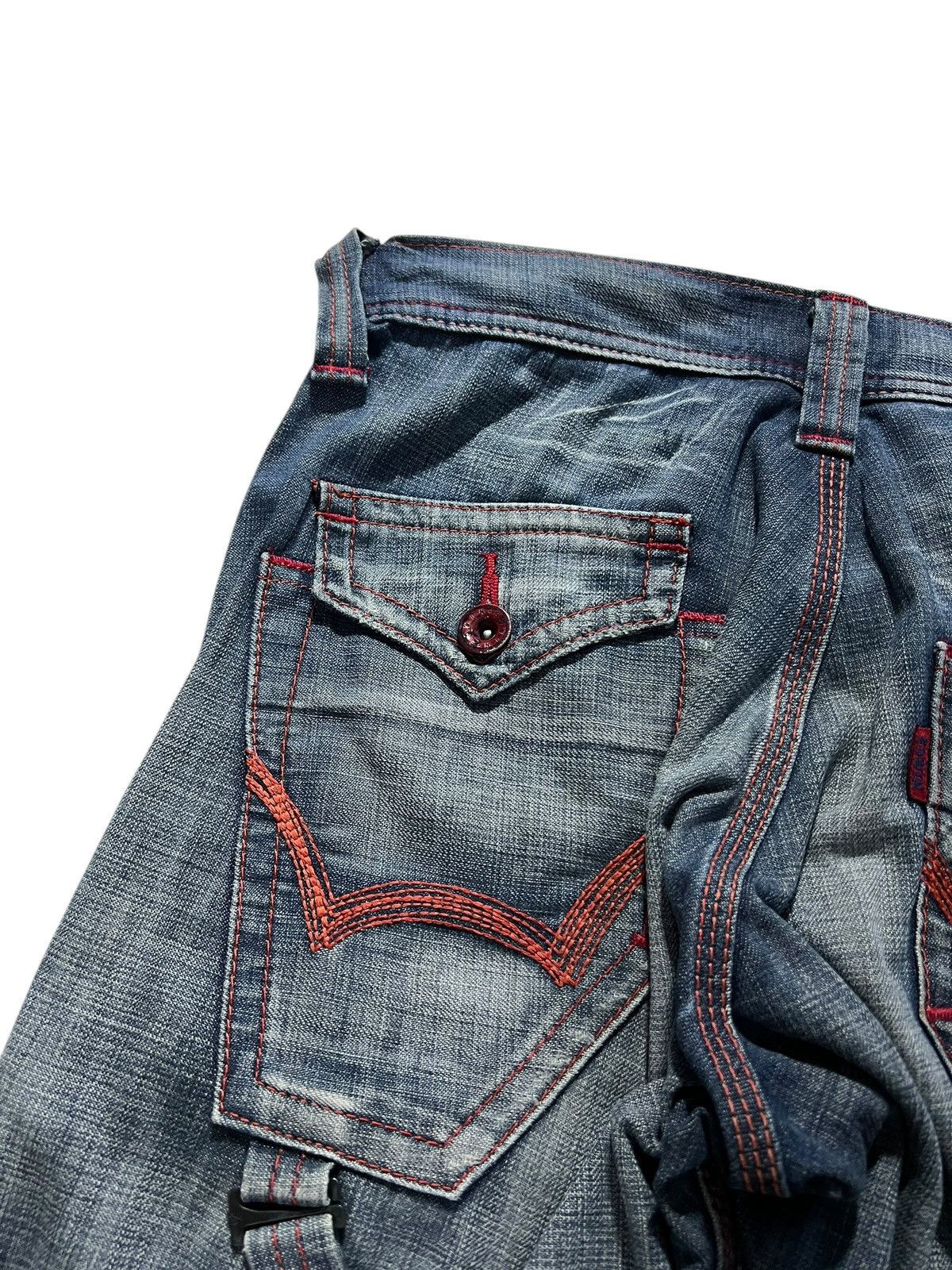 Edwin 💥Flare💥Vintage Edwin 503 Blue Trip Distress Jeans Size US 31 - 11 Thumbnail