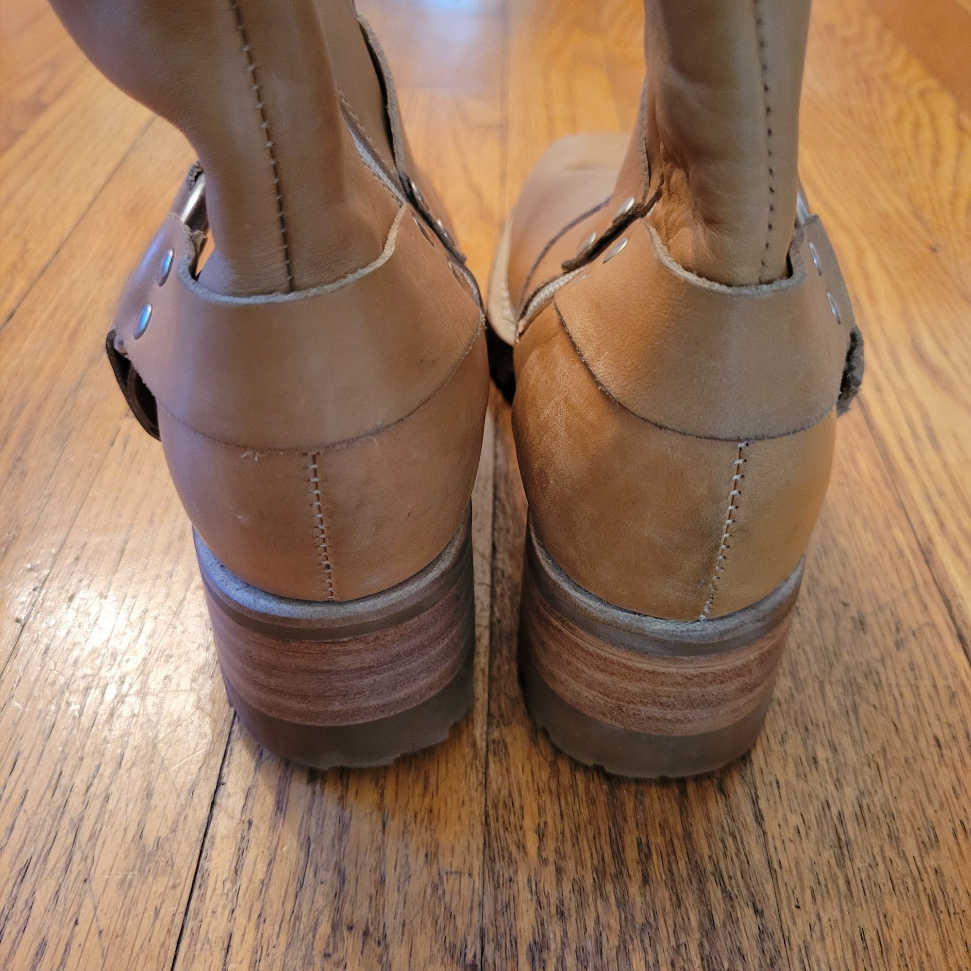 Durango Vintage Durango Harness Moto Boots Tan Leather 6M Brazil Bik Size US 6 / IT 36 - 3 Thumbnail