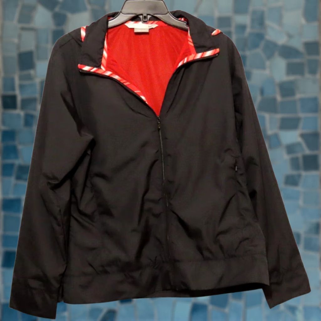Nike VINTAGE Nike Women's L Black Hooded Jacket Windbreaker Full Zip Running Jogging Activewear Polyester Long Sleeve Regular Fit Solid Mens Womens Size L / US 10 / IT 46 - 1 Thumbnail