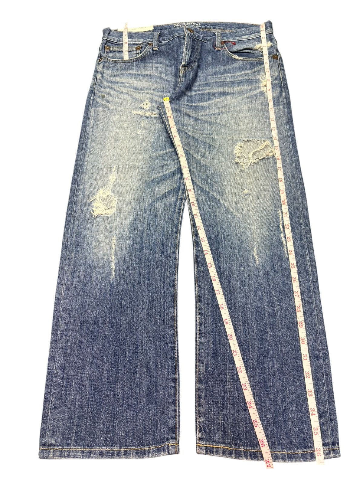 Edwin Vintage Japanese Brand Buckle Back Distressed Jeans Size 32" / US 10 / IT 46 - 7 Thumbnail