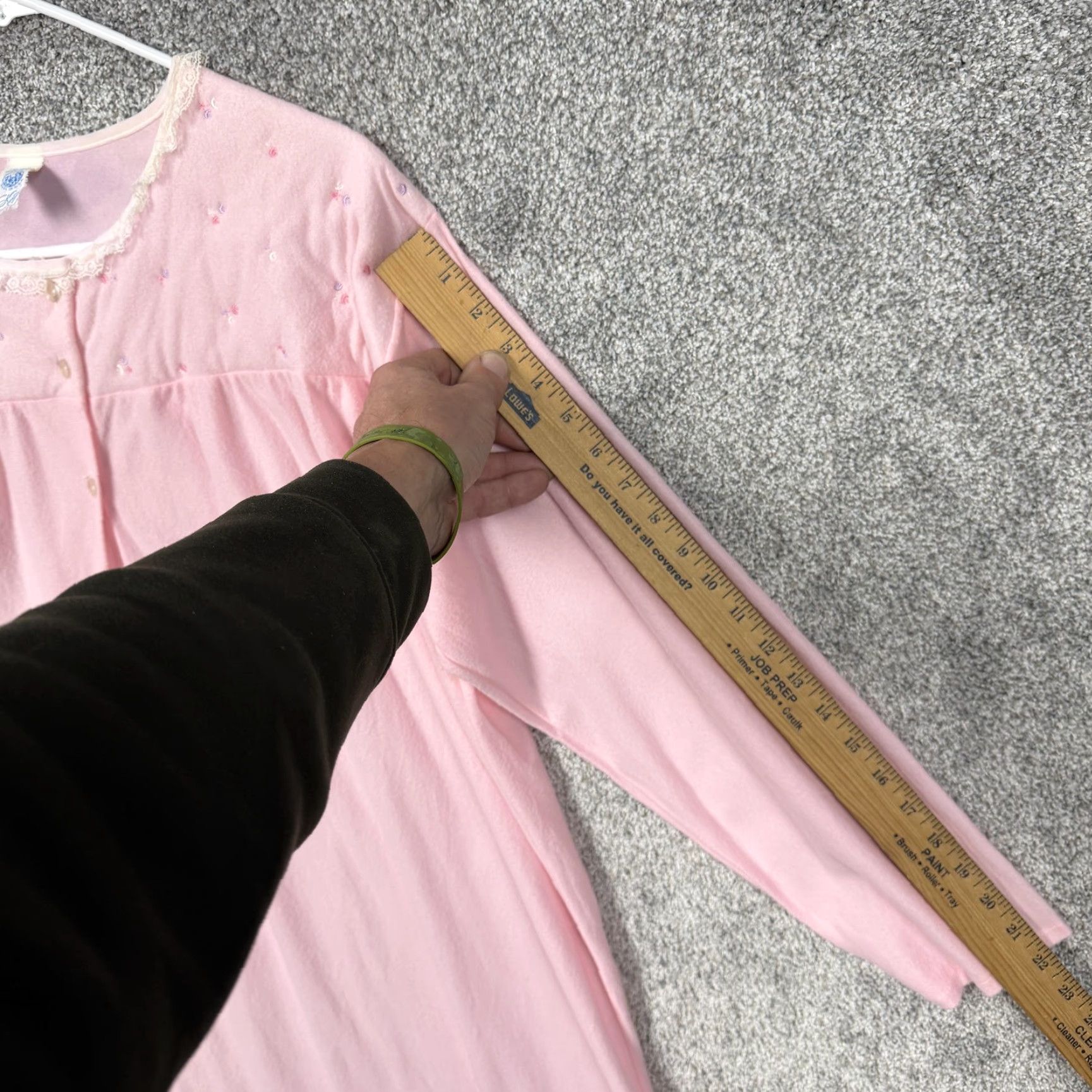 Vintage VTG 60s 70s Nightgown Womens 2X Plus Pink Floral Embroidered Lace Ruffle Chemise Size ONE SIZE - 3 Thumbnail