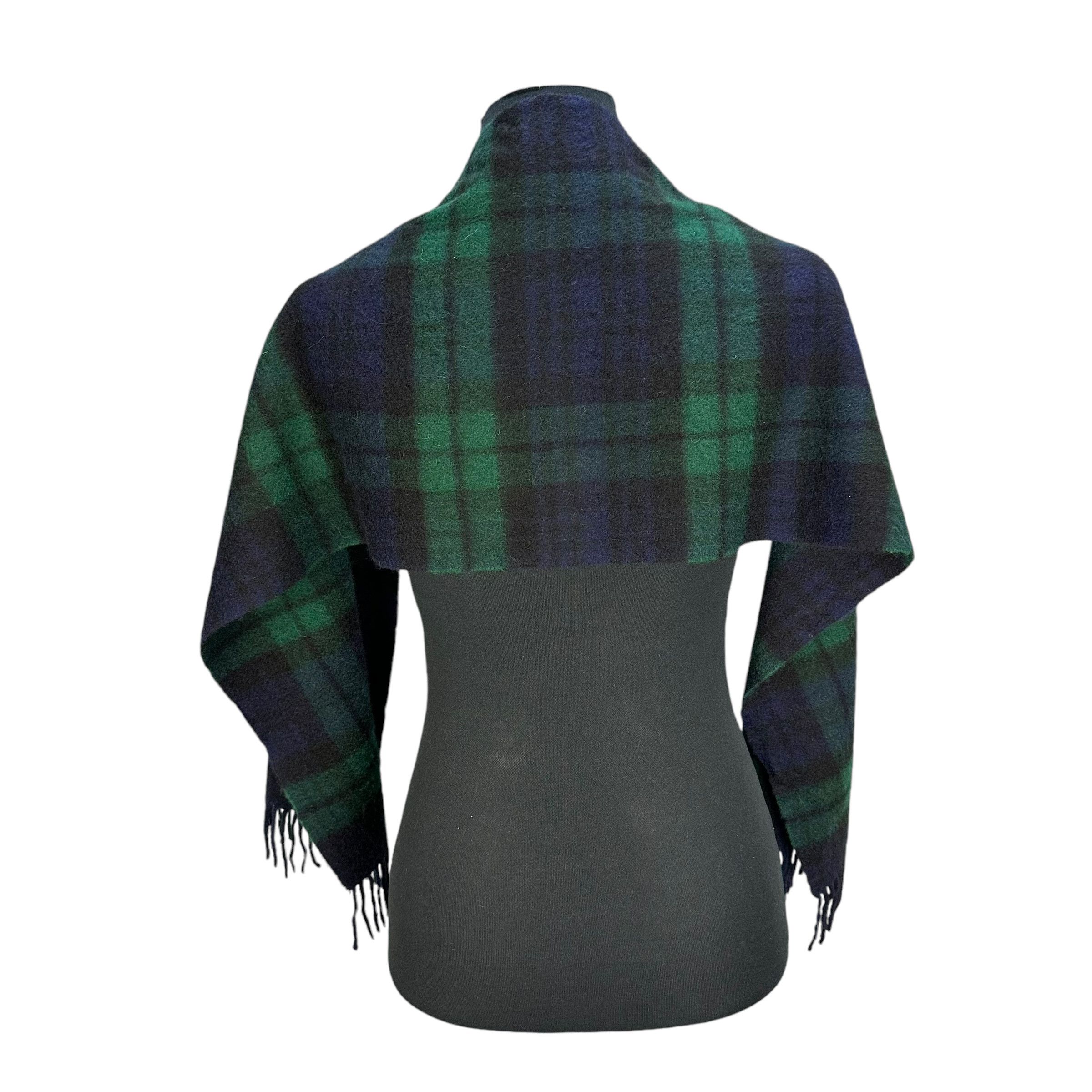 Burberry Vintage 90s BURBERRYS Green Check Cashmere Muffler #A62-1483 Size ONE SIZE - 2 Thumbnail