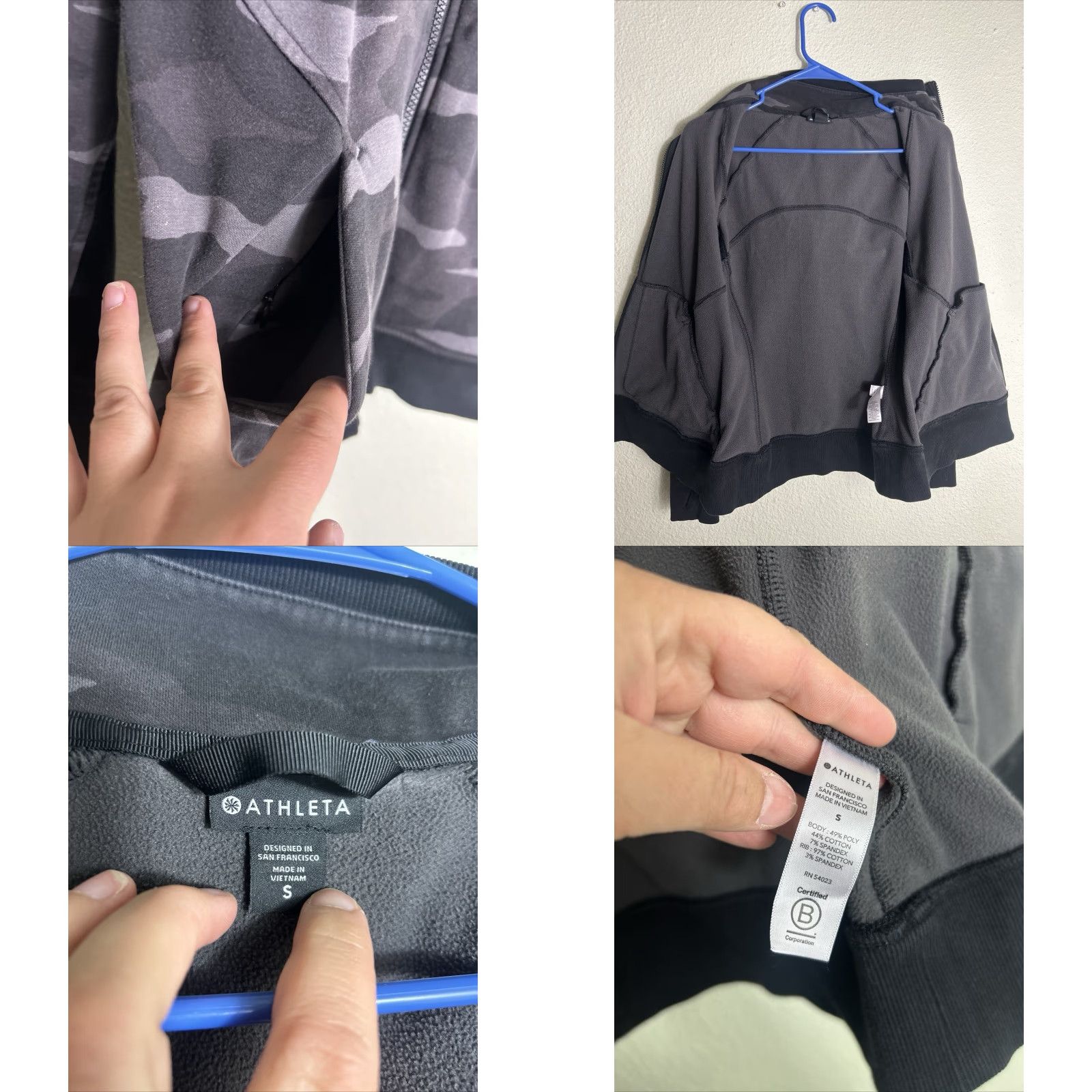 Athleta VINTAGE Athleta Triumph Printed Camo Full Zip Hoodie Sweatshirt Small Black Gray 511504 Size S / US 4 / IT 40 - 8 Thumbnail