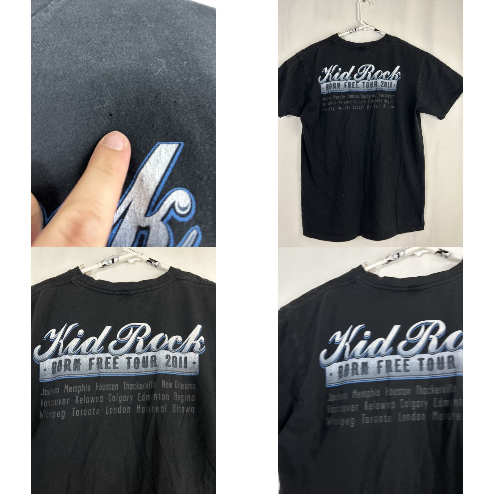 Hanes VINTAGE Kid Rock Born Free Tour 2011 Band Tee Black T-Shirt Size L Double Sided Rock Shirt Mens Size US L / EU 52-54 / 3 - 8 Thumbnail
