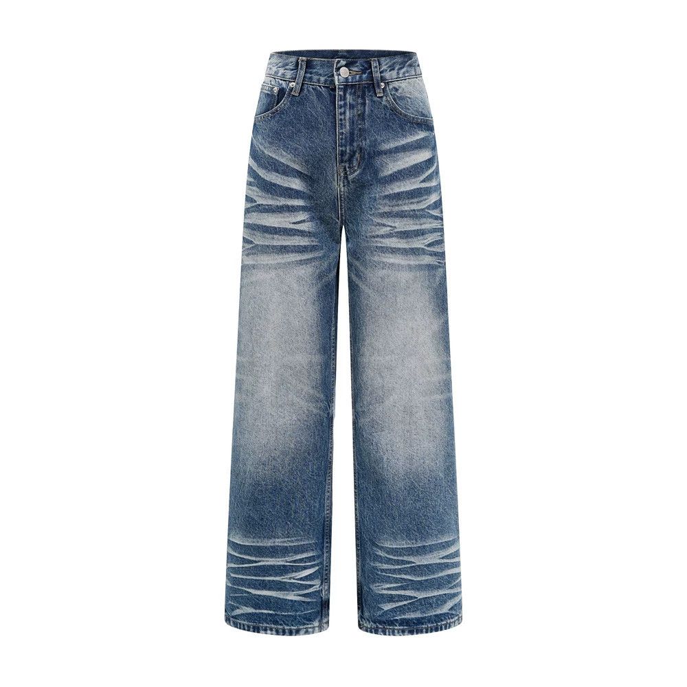 Vintage Men's vintage ripple distressed loose casual washed jeans Size US 32 / EU 48 - 1 Thumbnail
