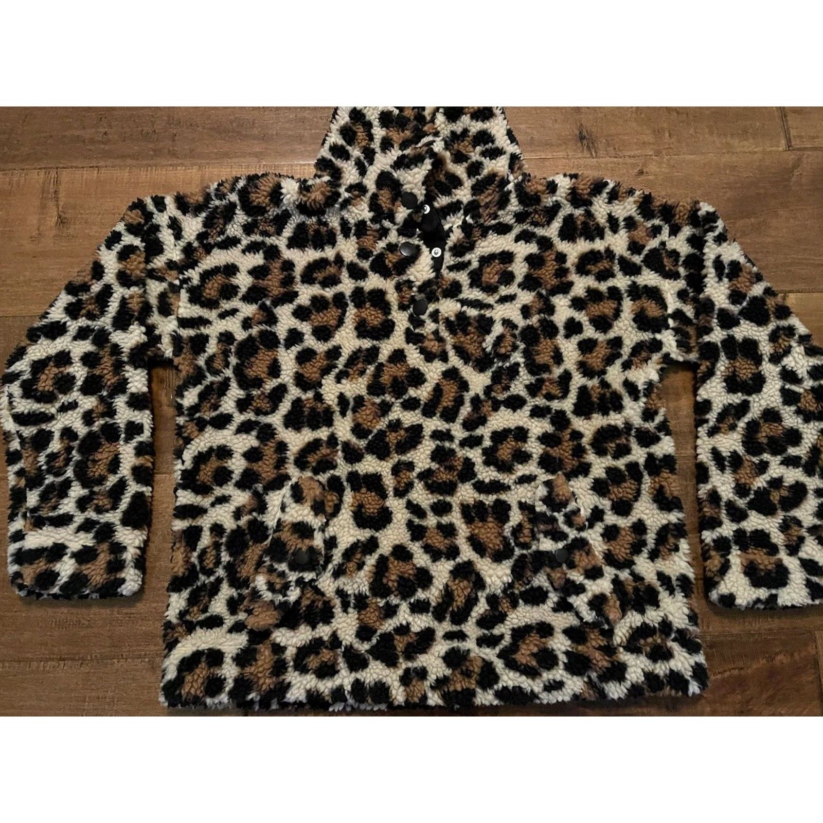 J.Crew VINTAGE J.CREW Leopard Cheetah Sherpa Pullover Jacket Fleece Women's Small S Size S / US 4 / IT 40 - 2 Thumbnail
