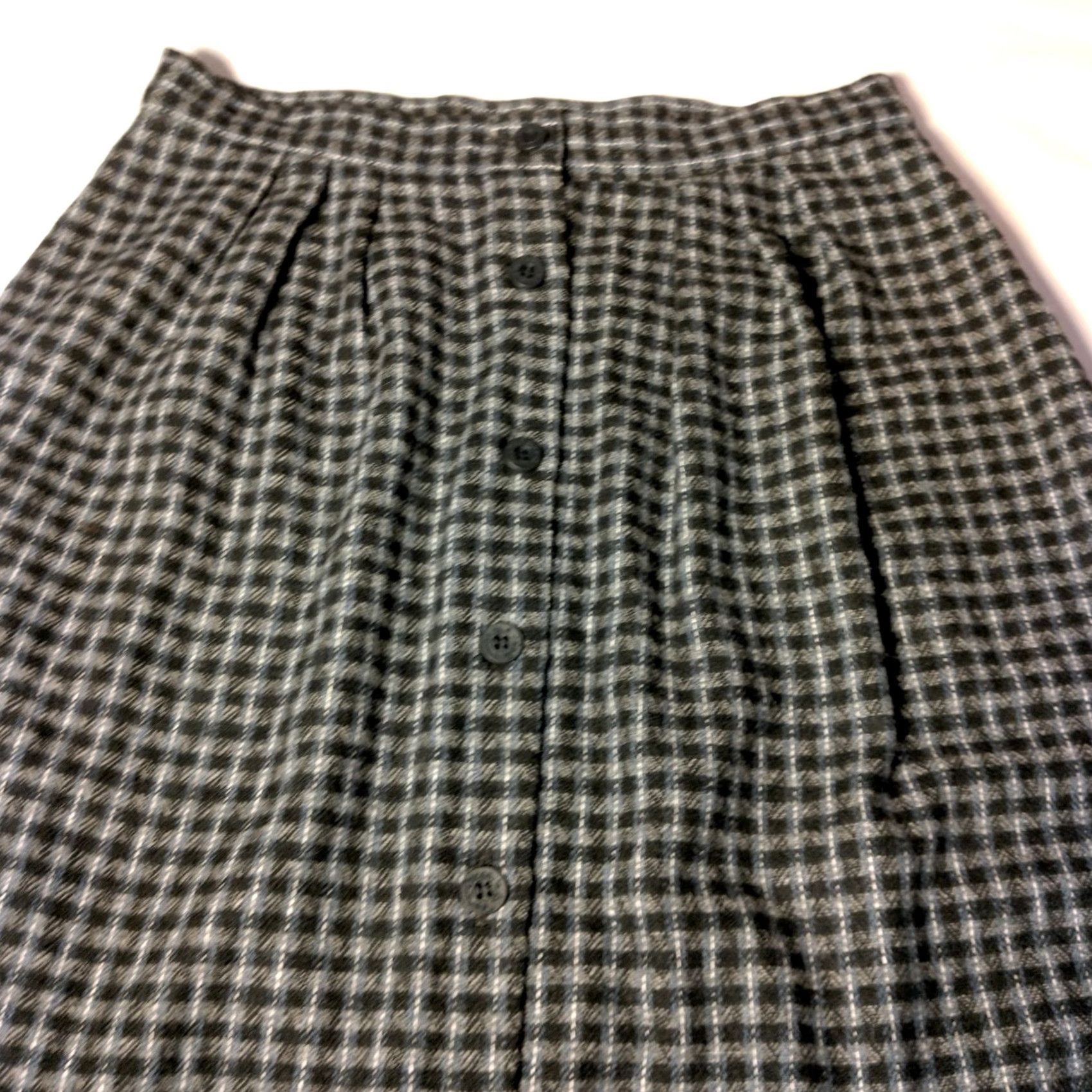 Oscar De La Renta VINTAGE Oscar de la Renta Skirt 9/10 Wool Blend Plaid A-Line Midi Button Front Womens Size 30" / US 8 / IT 44 - 5 Thumbnail