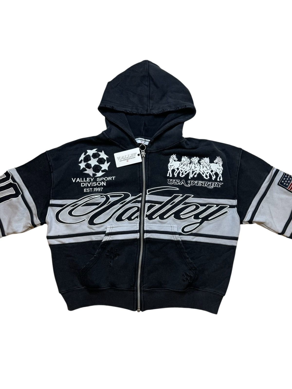 Vale Forever Black Cursive Zip-Up hoodie SIZE MEDIUM