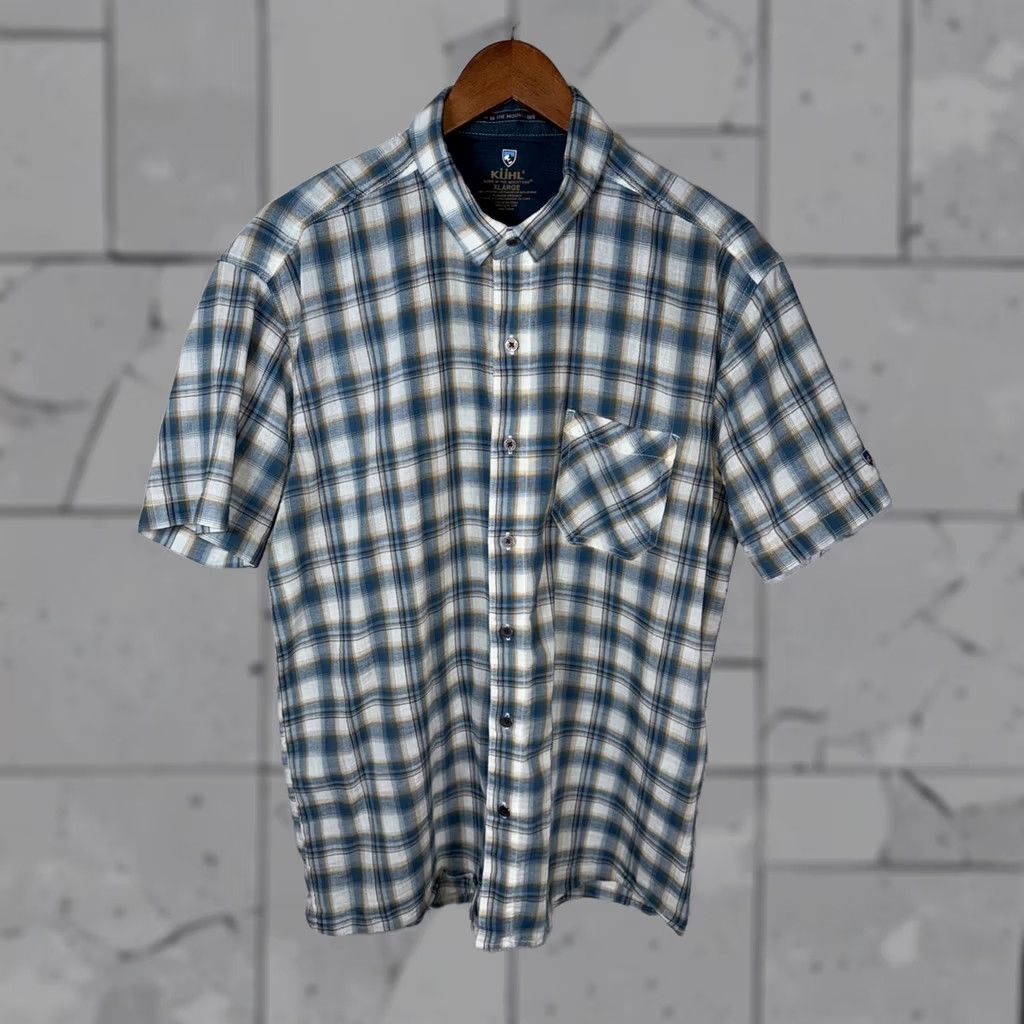 Vintage Kuhl Hiking Shirt Mens XL Organic Cotton Blue Green Plaid Short Sleeve Button-Up Size US XL / EU 56 / 4 - 1 Thumbnail