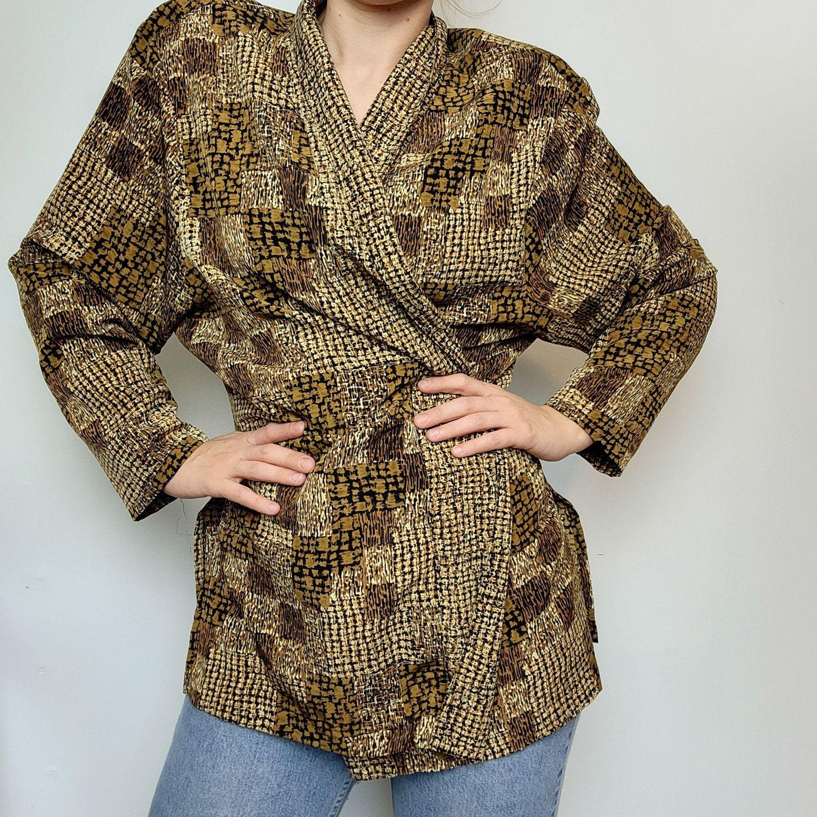 Other Vintage Neutral Throw Over Open Front Shirt Patchwork L Size L / US 10 / IT 46 - 5 Thumbnail