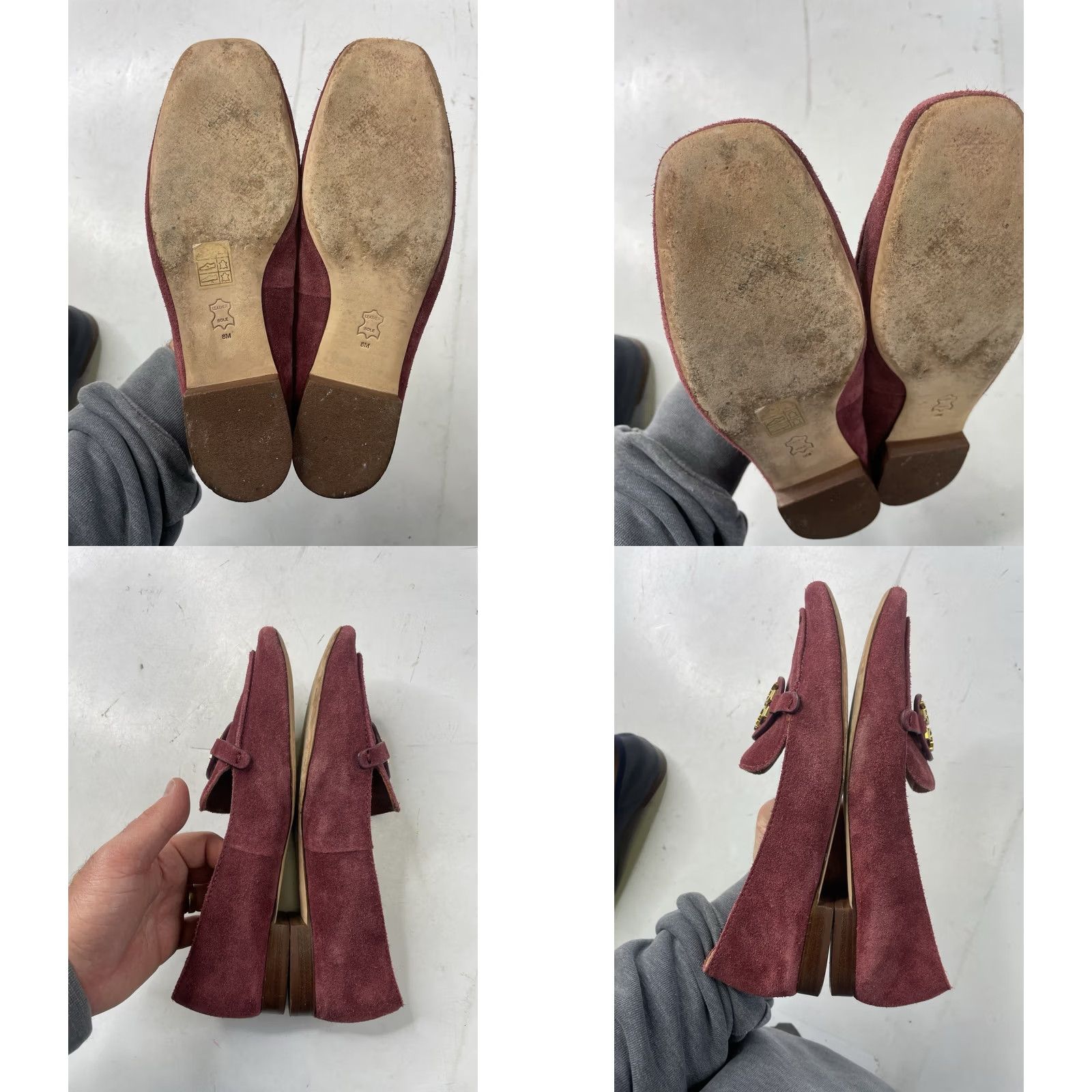 Tory Burch Tory Burch Suede Loafers Burgundy Gold Logo Square Toe Size 8 Womens Size US 8 / IT 38 - 8 Thumbnail
