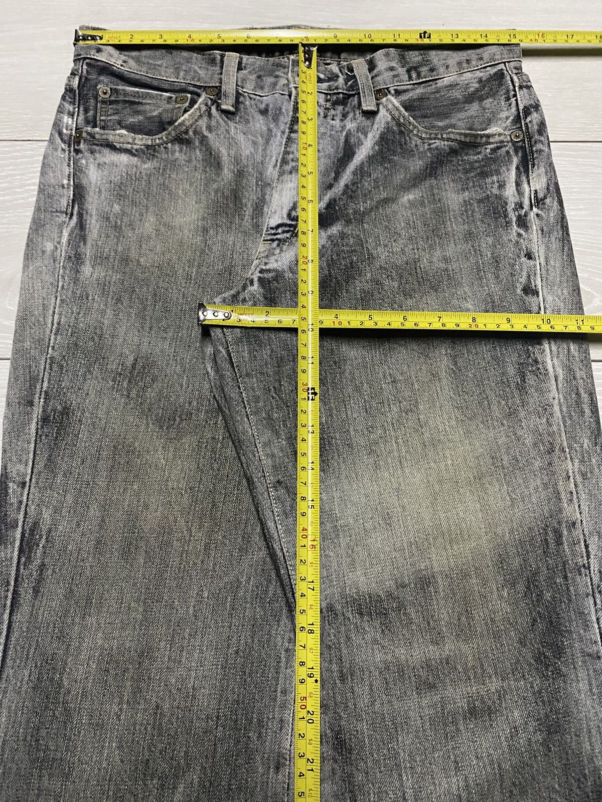 Le Grande Bleu (L.G.B.) Blue Way Made in Nippon Bleached Distressed Flare Jeans Size US 30 / EU 46 - 16 Thumbnail