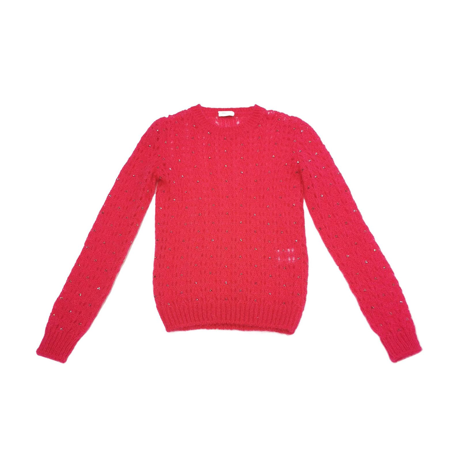 Saint Laurent Paris Saint Laurent Pink Mohair Beaded Sweater Size S Size S / US 4 / IT 40 - 1 Thumbnail