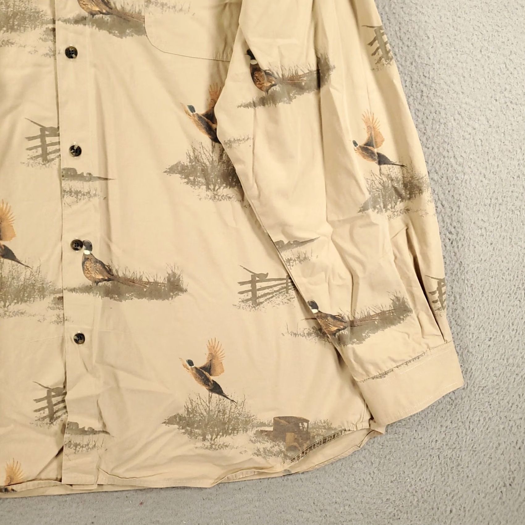 Vintage Columbia River Lodge Shirt Mens XXL Beige Pheasant Graphic Print Button-Up Collared Long Sleeve Size US XXL / EU 58 / 5 - 4 Thumbnail