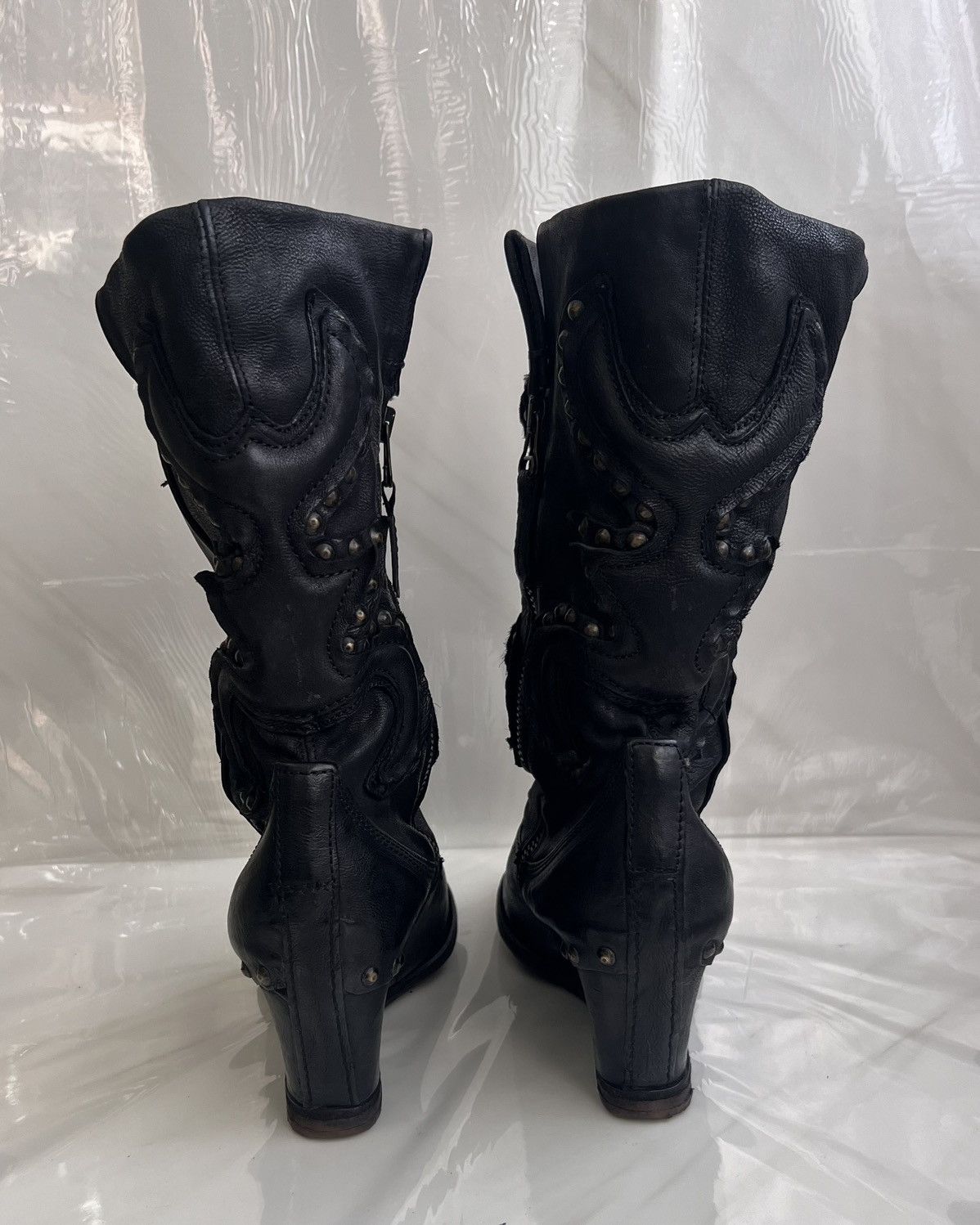 A.S.98 As 98 Airstep Zipper Boho Black Biker distressed boot Size US 8 / IT 38 - 8 Thumbnail