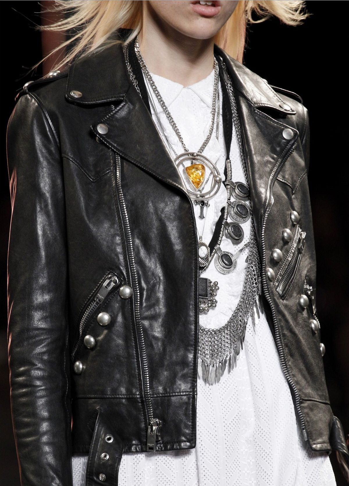 Saint Laurent Paris Saint Laurent Studded Leather Jacket Runway SS2015 Size US S / EU 44-46 / 1 - 1 Thumbnail