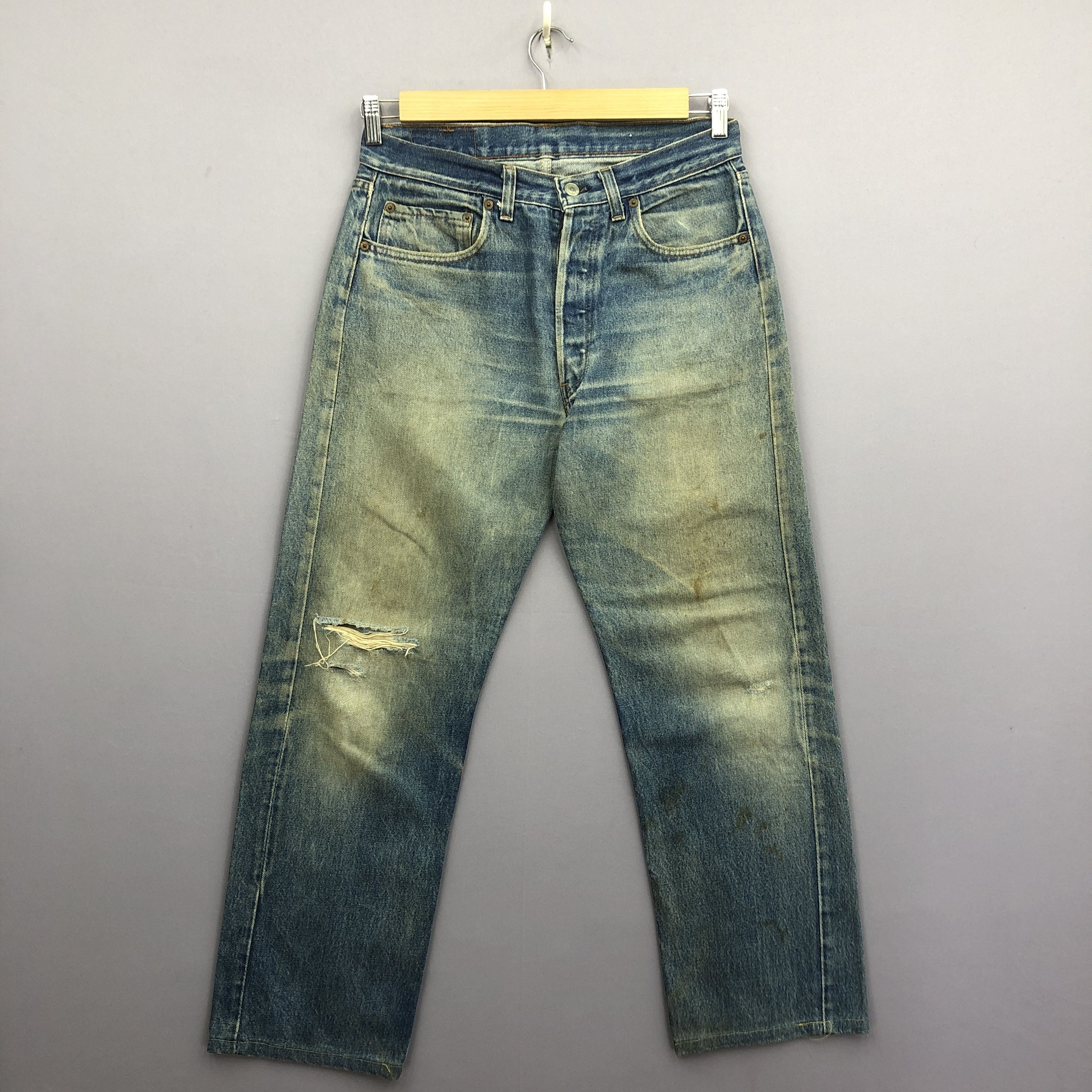 Levi's Vintage 80s Levis 501 Mud Wash Jeans Levi's Distressed Denim Size US 30 / EU 46 - 1 Thumbnail