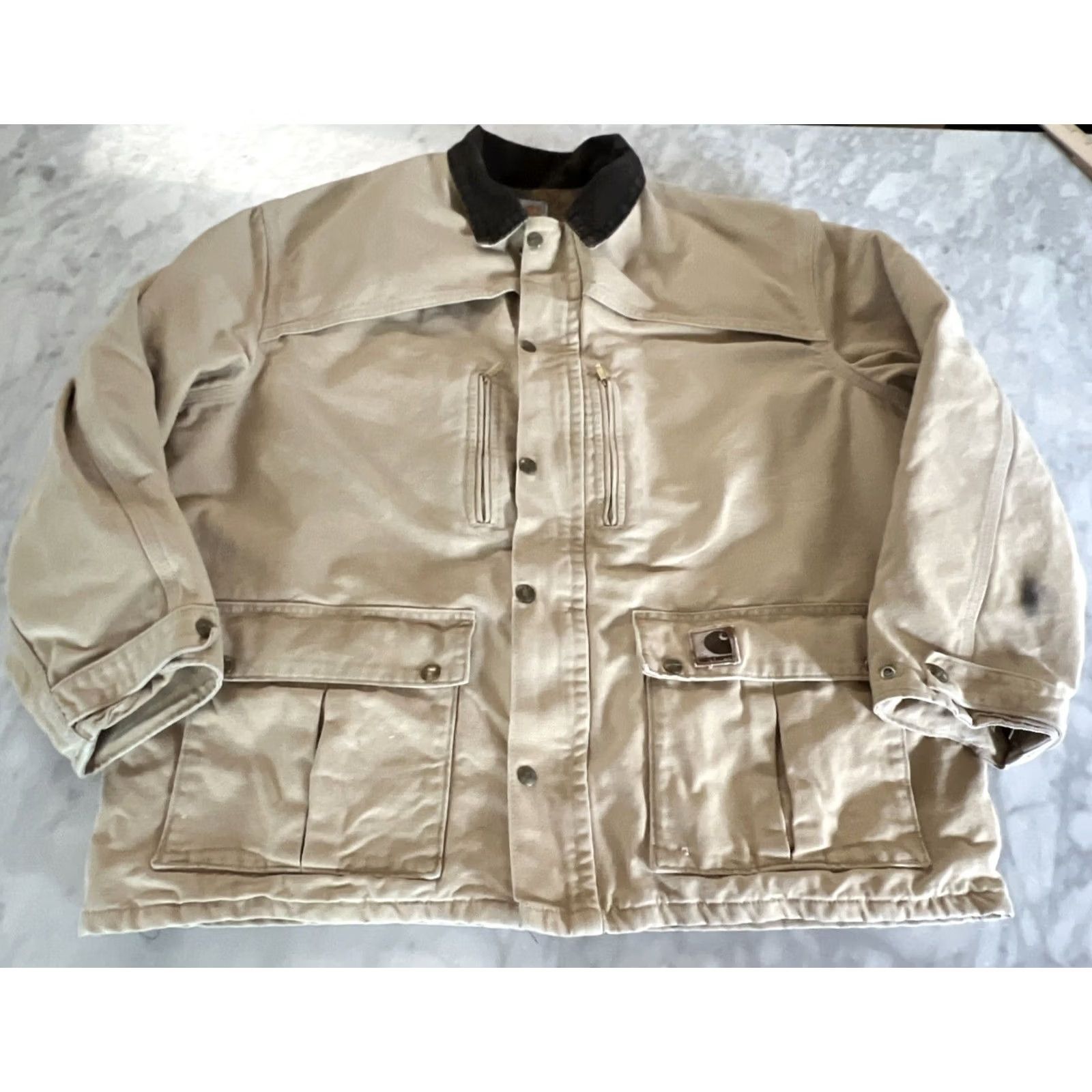 Carhartt VINTAGE Carhartt Jacket Men’s 2XL Chore Solid Pocket Snap Zip Beige USA Size US XXL / EU 58 / 5 - 2 Thumbnail