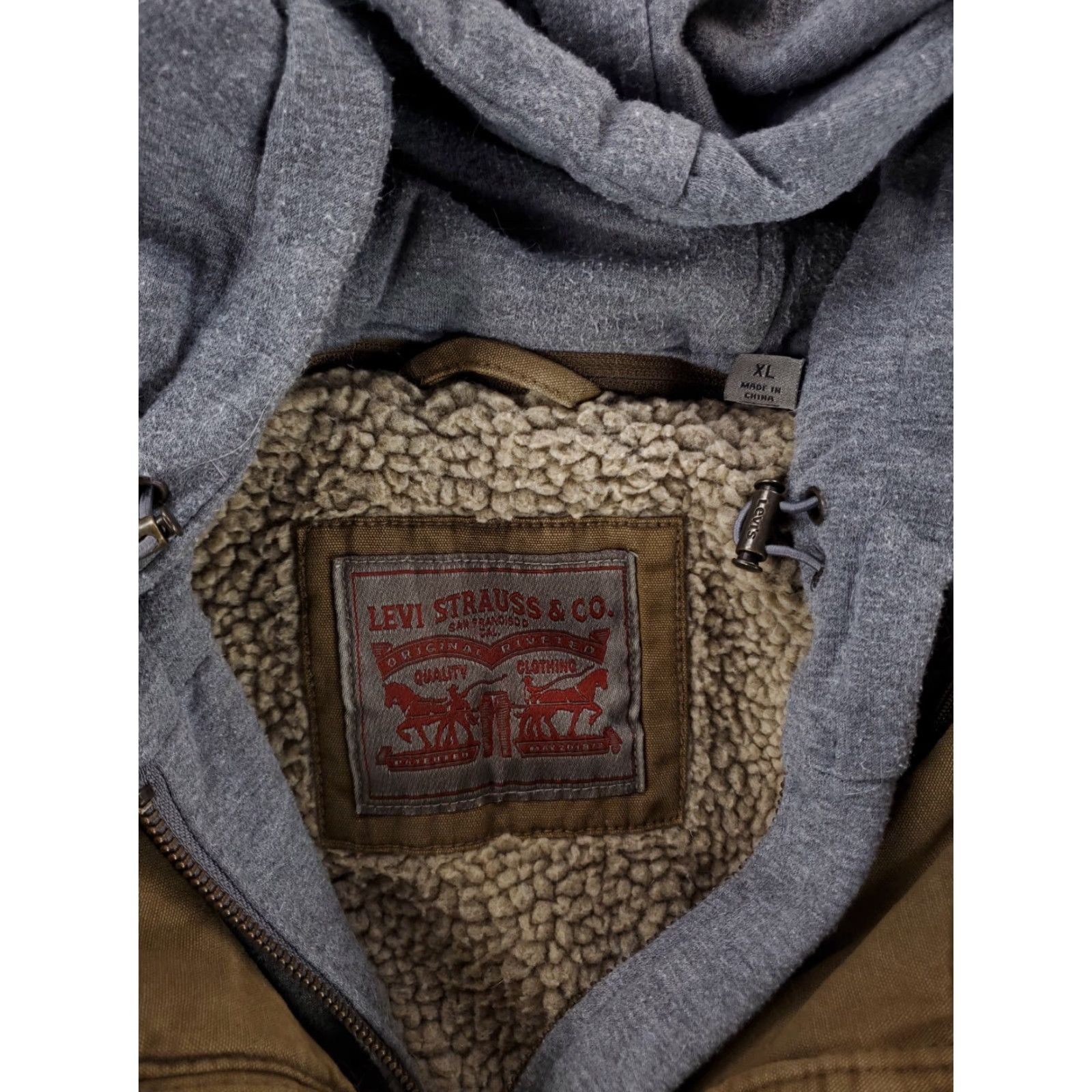 Levi's Levi's Canvas Full Zip Jacket Hooded Mens XL Brown Zip In Casual Jacket Size US XL / EU 56 / 4 - 2 Thumbnail