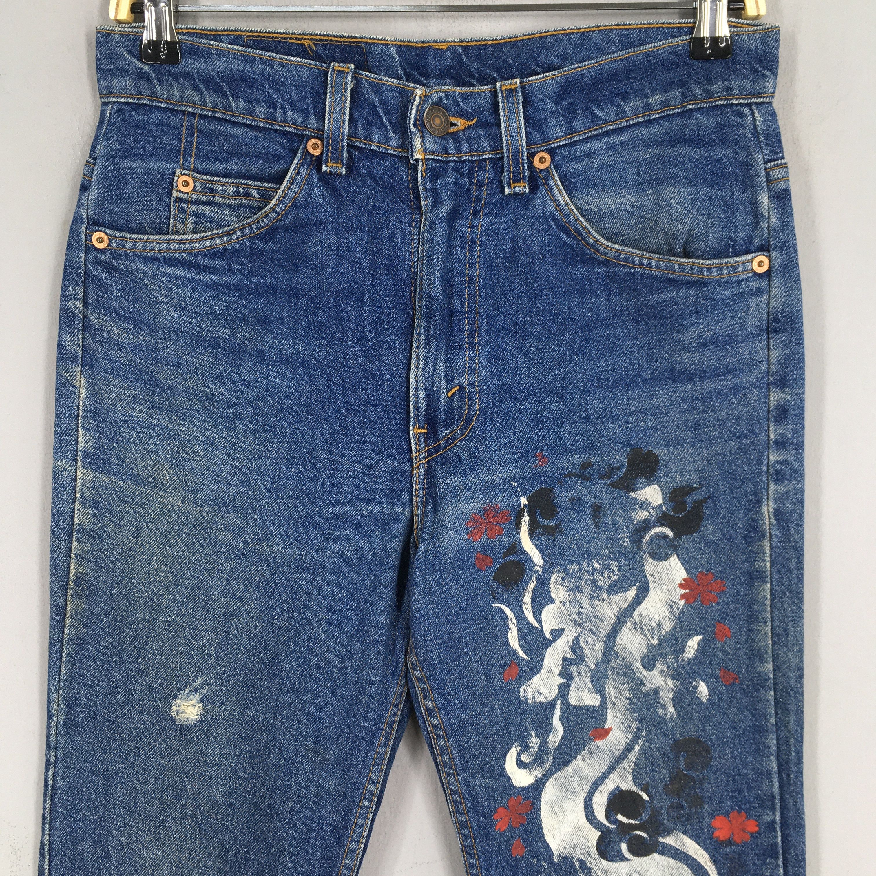 Levi's Size 29x31 Vintage 90s Levi's 517 Flared Painted Jeans S627 Size US 29 - 2 Thumbnail