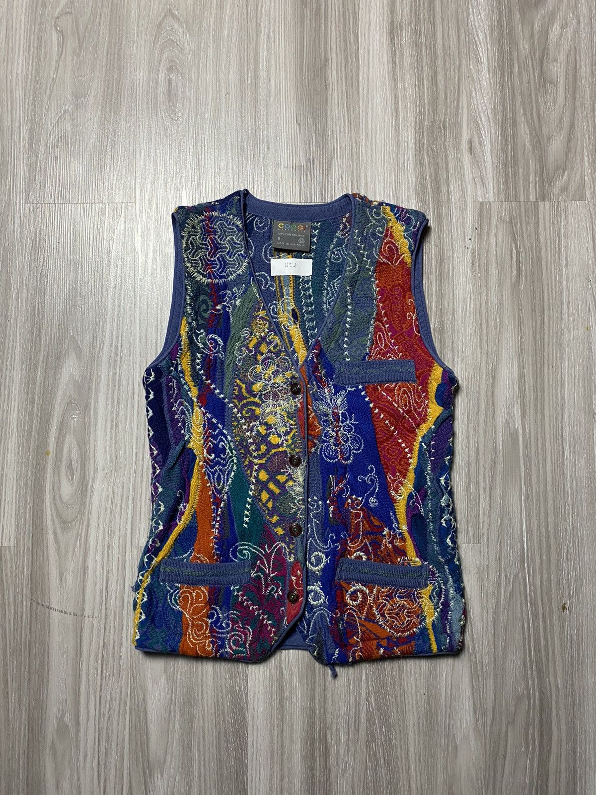 image of Archival Clothing x Coloured Cable Knit Sweater Vintage Coogi Vest Knit Cable Multiple Colour Butto