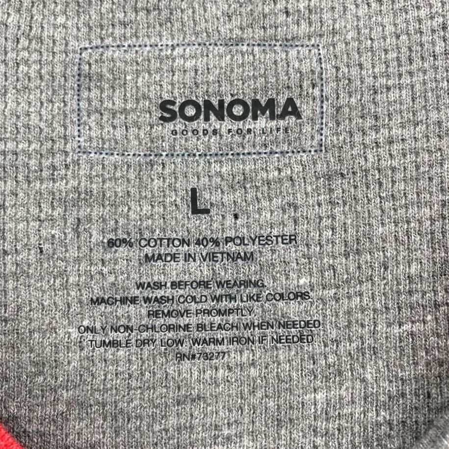Vintage Sonoma Shirt Mens Large Gray Raglan Long Sleeve Thermal Henley Knit Cotton Blend Regular Fit Size US L / EU 52-54 / 3 - 6 Thumbnail