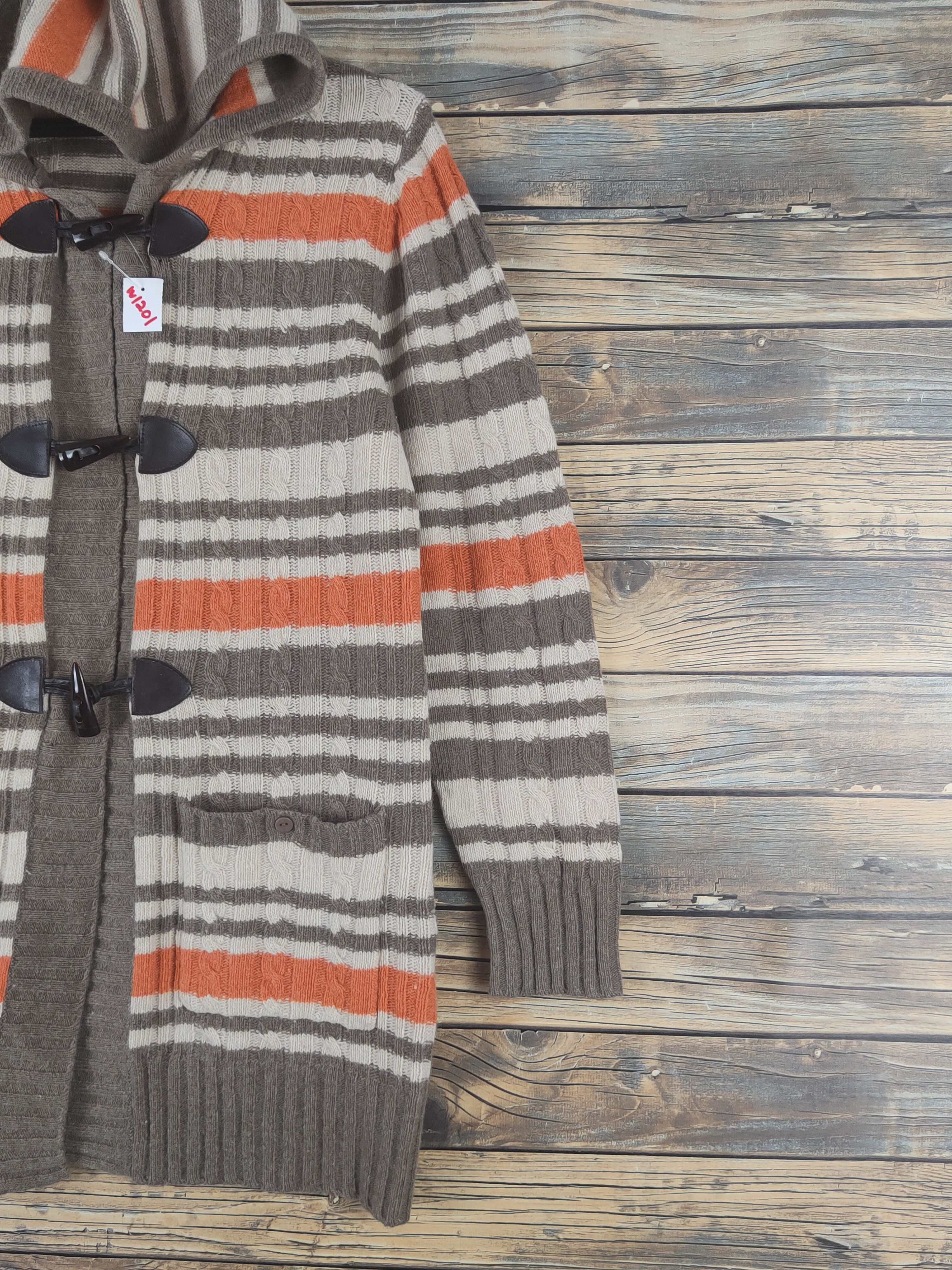 Aran Isles Knitwear × Japanese Brand × Vintage Key Luck Brown Knitwear Hoodie Sweaters #W1201 Size XS / US 0-2 / IT 36-38 - 5 Thumbnail