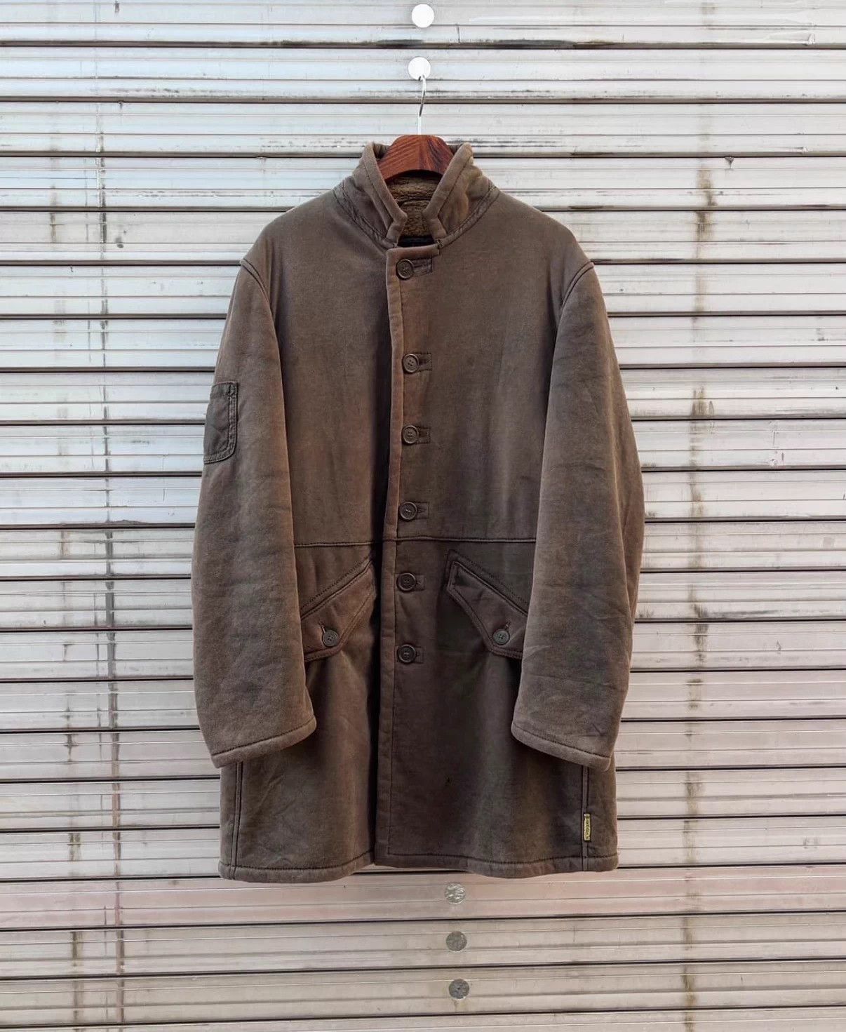 Armani Armani 00s Shearling Long Coat Distressed Size L / US 10 / IT 46 - 1 Thumbnail