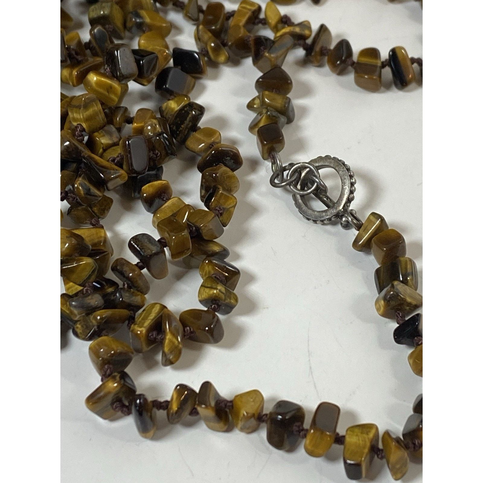 Other Tiger’s Eye Chip Beaded Necklace 925 Sterling Clasp 90” Size ONE SIZE - 5 Thumbnail