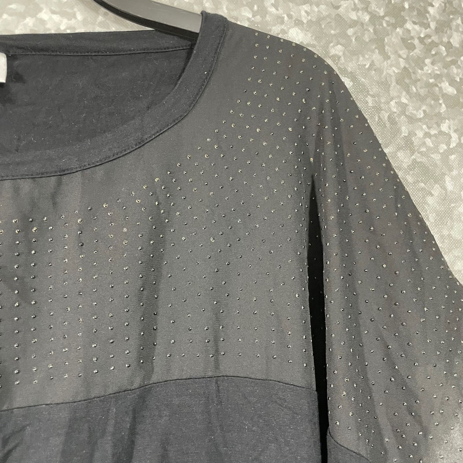 Avenue Avenue Black Plus Size Studded Short Sleeve Top - Size 26/28 Size 4XL / US 24-26 - 2 Thumbnail