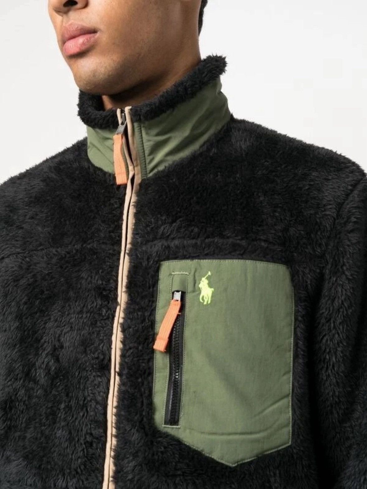 Polo Ralph Lauren Polo Ralph Lauren Curl Sherpa Pile Olive Green Fleece Jacket Size US XXL / EU 58 / 5 - 6 Thumbnail