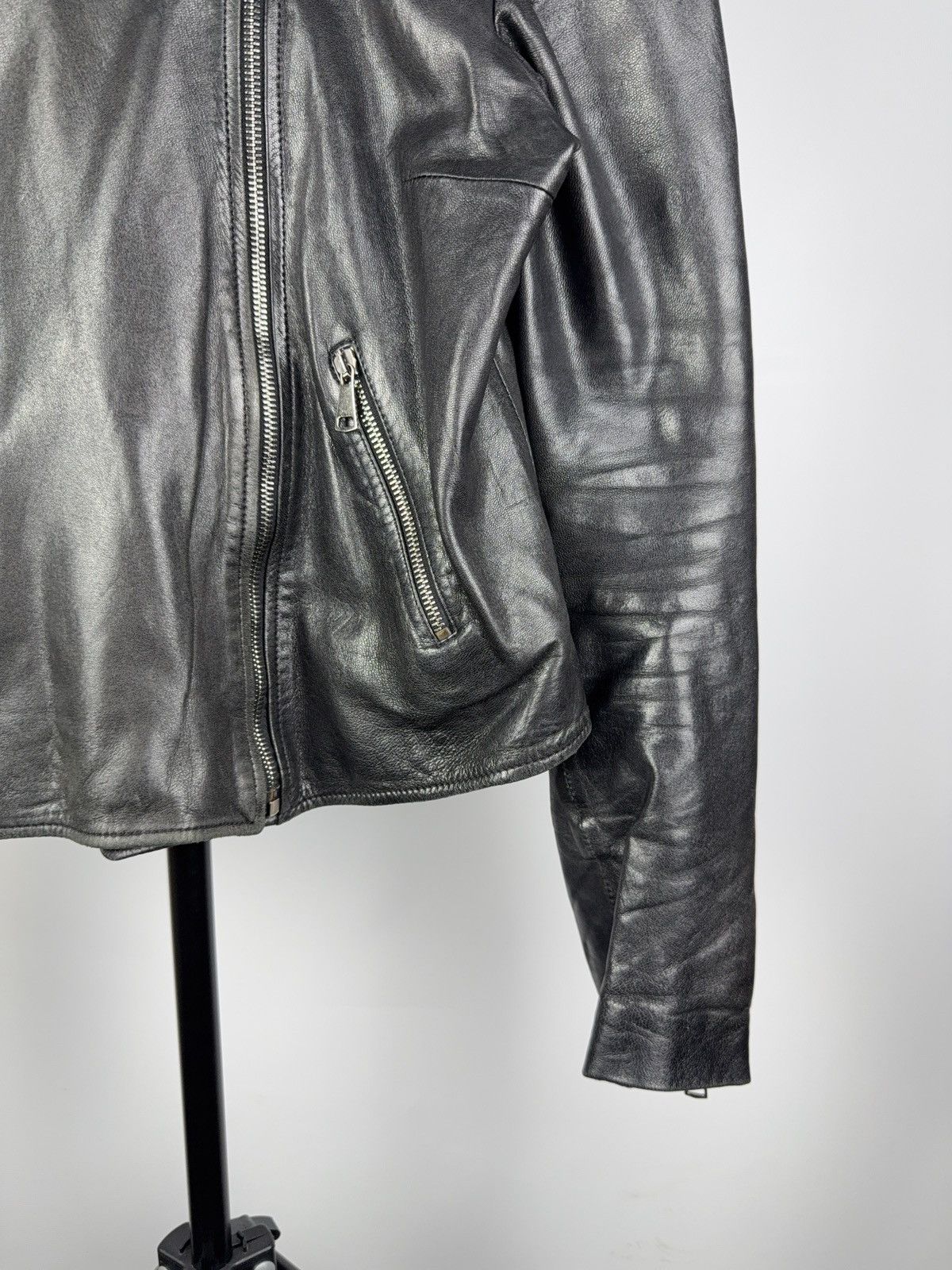 Massimo Dutti Vintage Genuine Leather MOTO BIKER Bomber Jacket Rock Punk Size L / US 10 / IT 46 - 4 Thumbnail