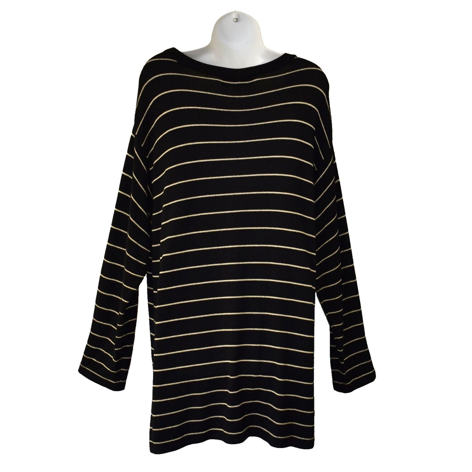 St. John ST JOHN SPORT BY MARIE GRAY Black Gold Striped Sweater Sz L Size L / US 10 / IT 46 - 3 Thumbnail