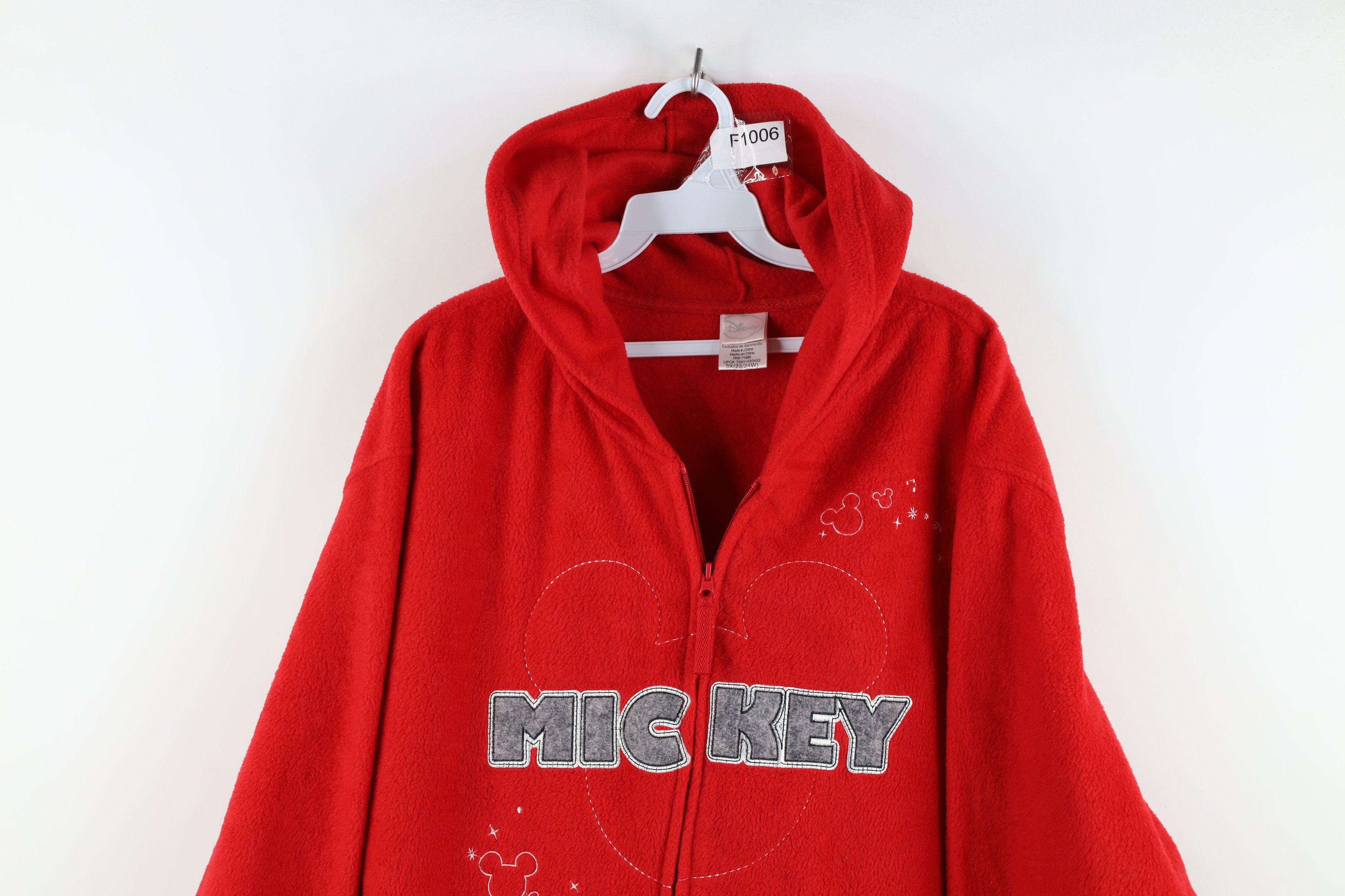 Disney Vintage Y2K Disney Mickey Mouse Full Zip Fleece Hoodie Red Size 3XL / US 20-22 - 2 Thumbnail