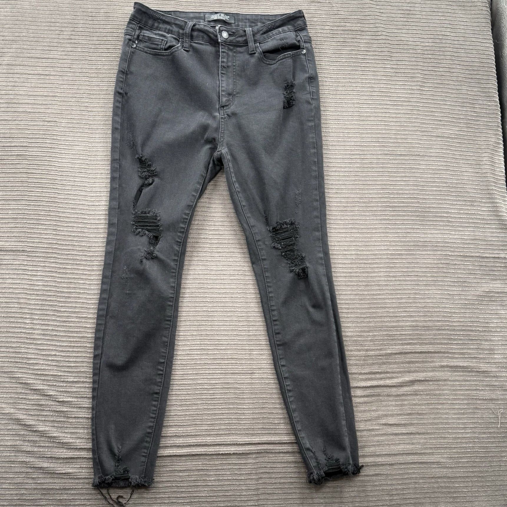 Vintage Judy Blue Jeans Women 30 Blue Denim High Rise Cotton Spandex Straight 27 Inseam Distressed Button Zip Confident Comfort Size 30" / US 8 / IT 44 - 2 Thumbnail