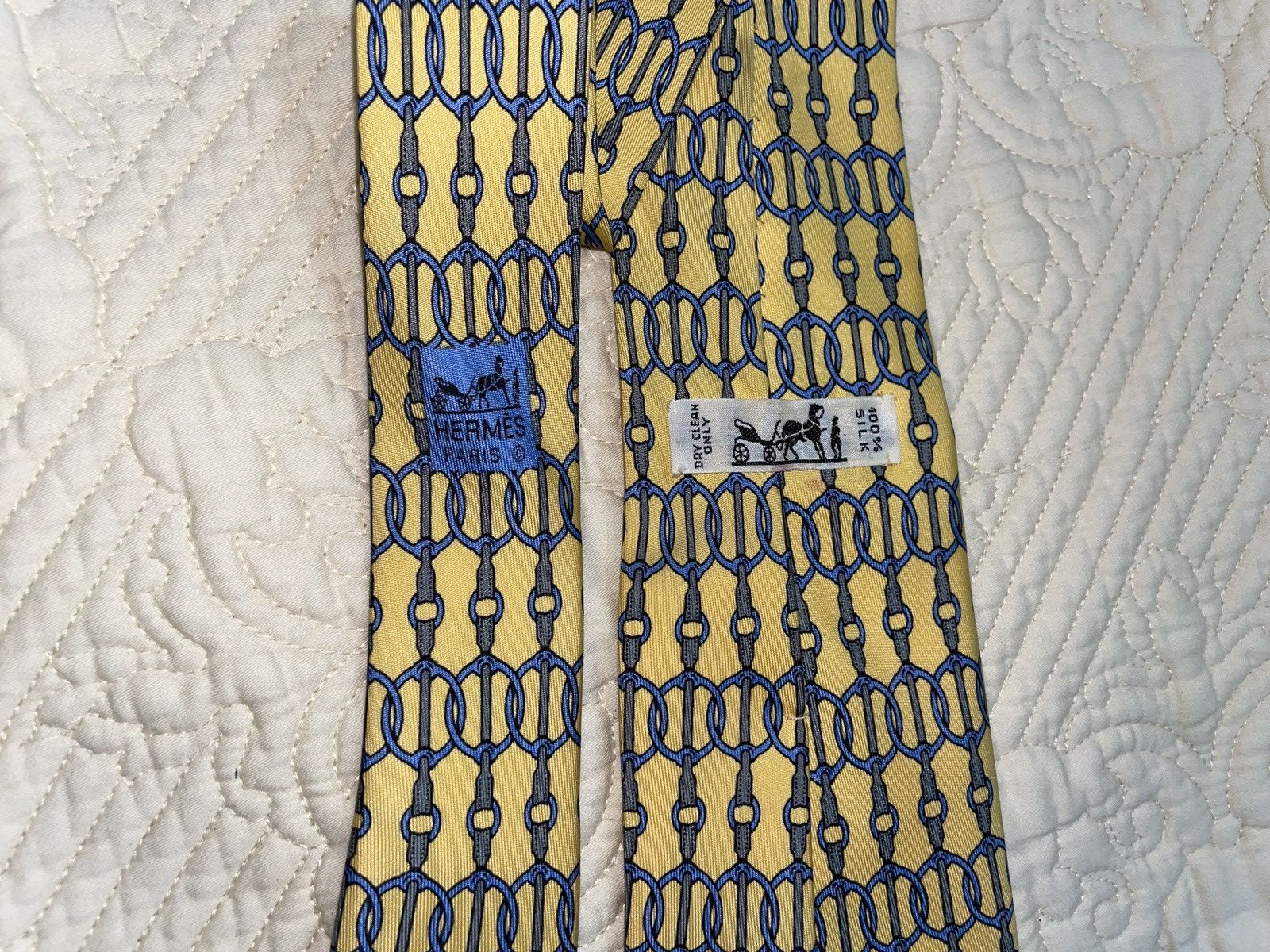 Hermes Yellow & Blue Hermes Tie Size ONE SIZE - 2 Thumbnail