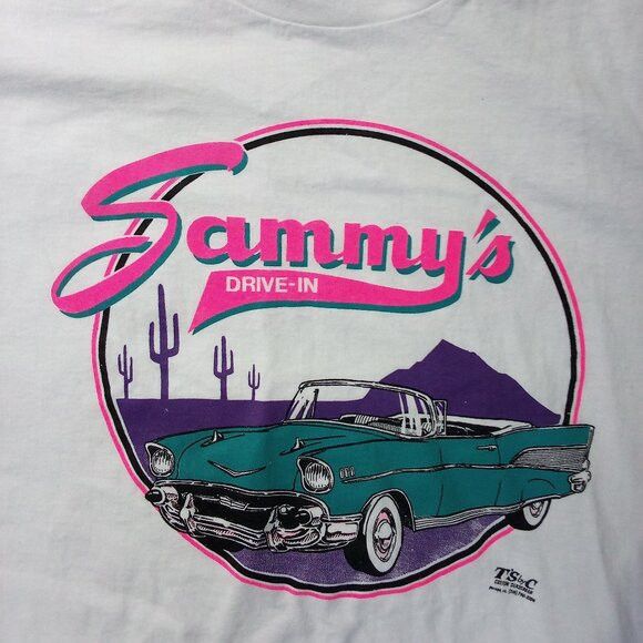Vintage Deadstock Vintage 90s Sammy's Drive-In Neon T-Shirt Size US L / EU 52-54 / 3 - 1 Thumbnail
