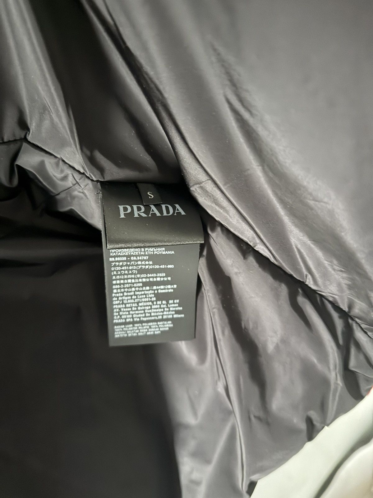 Prada oversized floral red flame nylon puffer shirt jacket